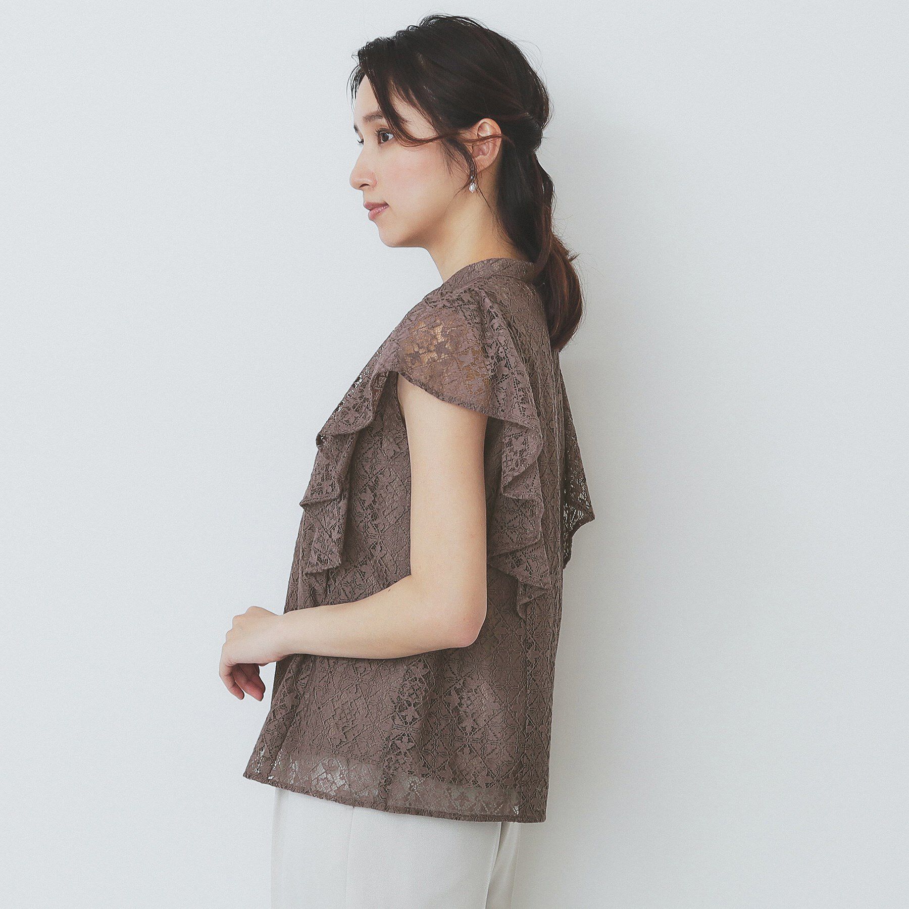 index「ジオメレースフレアスリーブブラウス/セットアップ対応【洗濯機洗い可】」|シャツ・ブラウス|