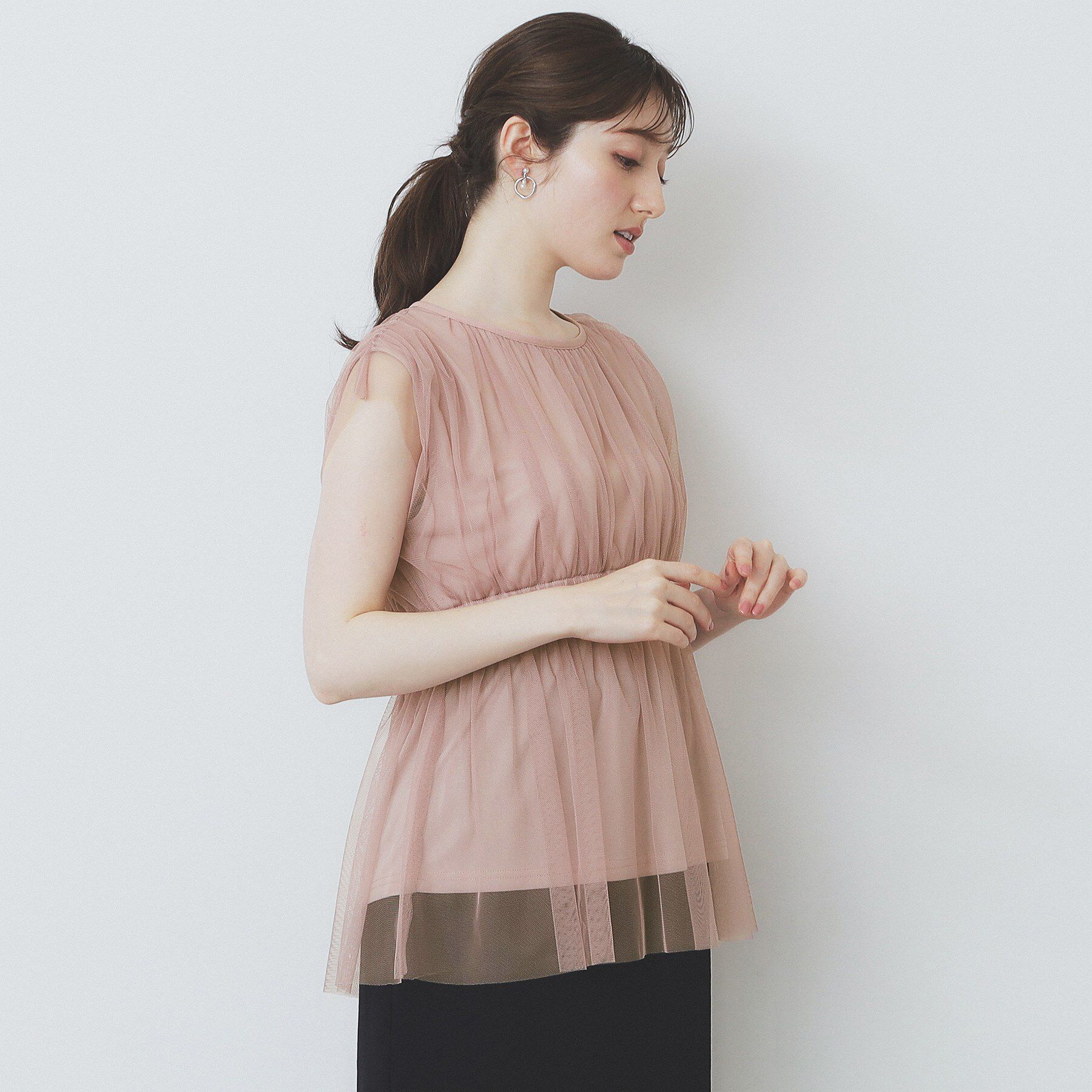 index「チュールレイヤードペプラムブラウス【洗濯機洗い可】」|シャツ・ブラウス|