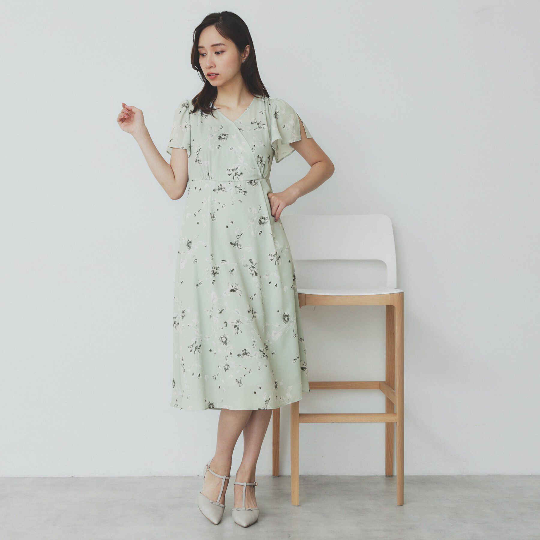 index「カシュクールフラワーワンピース【洗濯機洗い可】」|ワンピース|