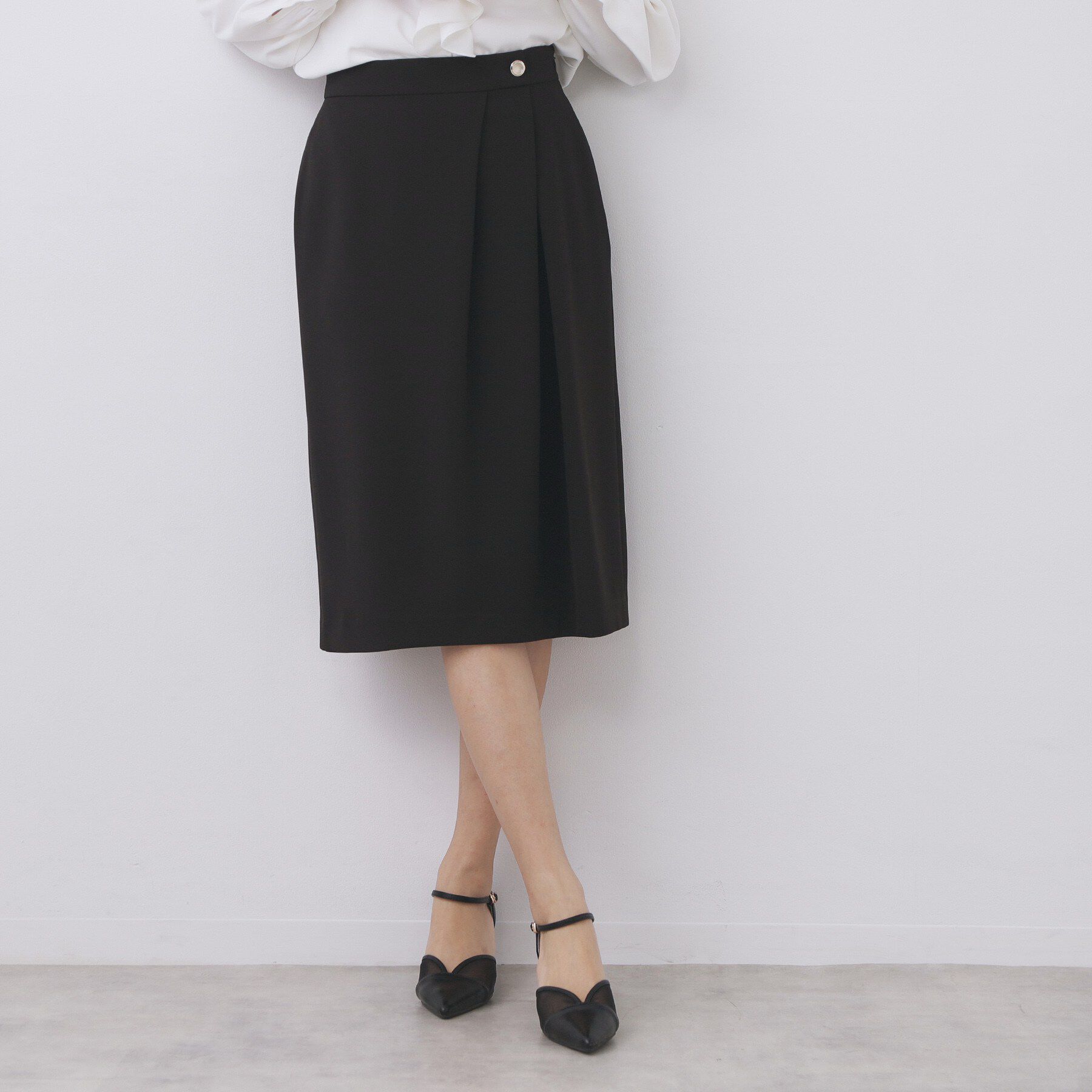 index「防シワ アシンタックスカート/セットアップ対応【ストレッチ/イージーアイロン/洗濯機OK】」|スカート|ブラック(819)