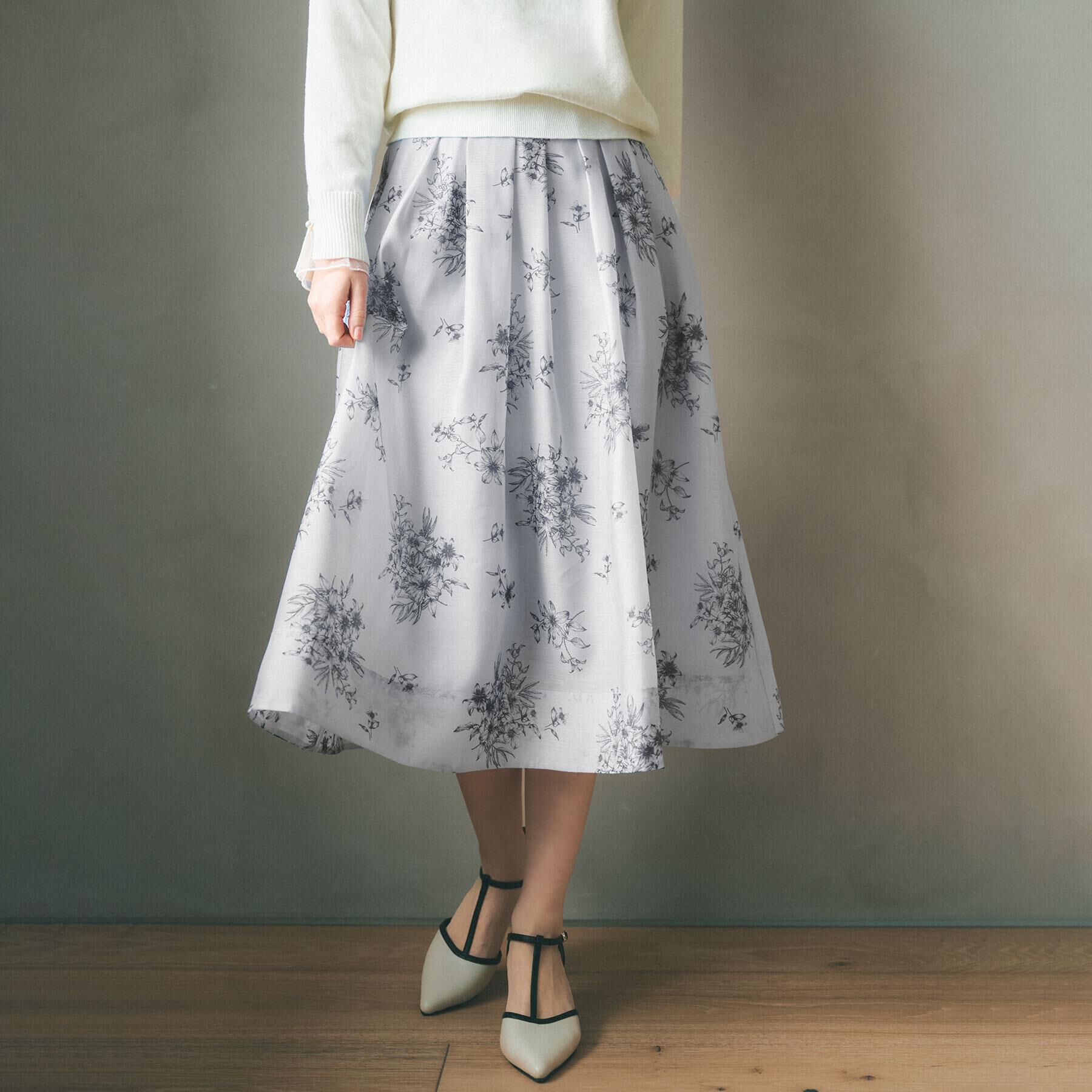 index「オーガンジーフラワーフレアスカート【洗濯機OK/イージーアイロン】」|スカート|