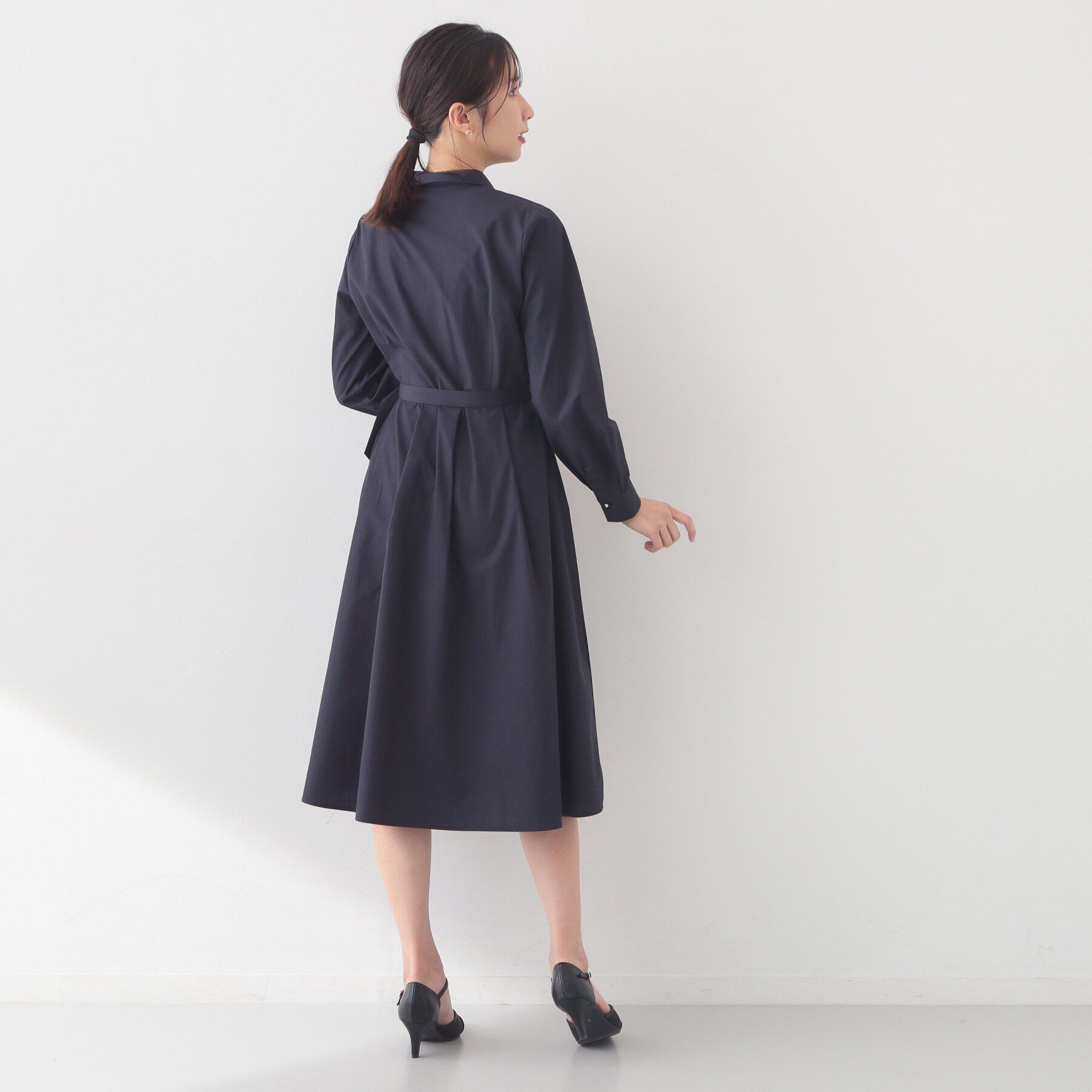 index「ベルト付きタックシャツワンピース【洗濯機OK/イージーアイロン】」|ワンピース|