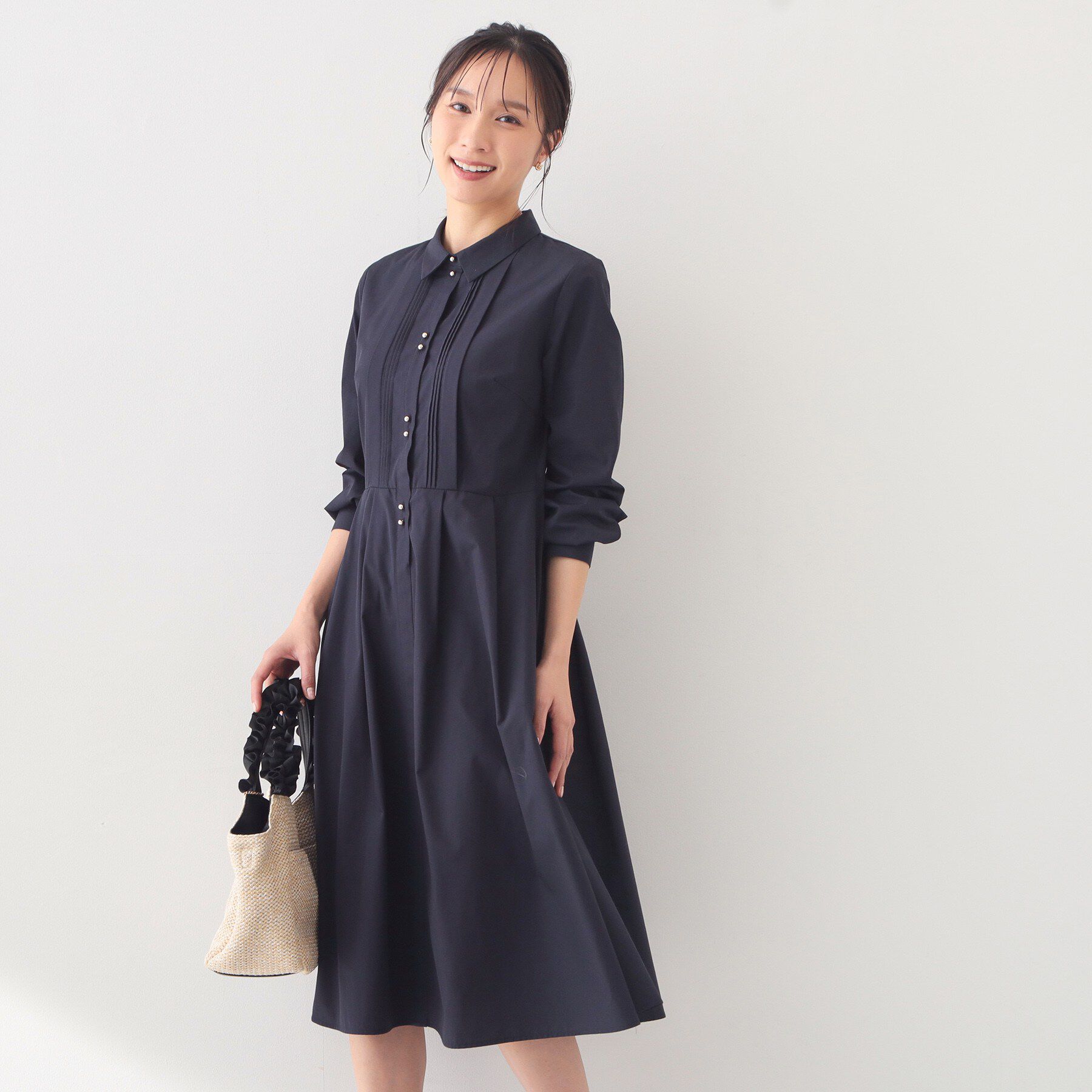 index「ベルト付きタックシャツワンピース【洗濯機OK/イージーアイロン】」|ワンピース|