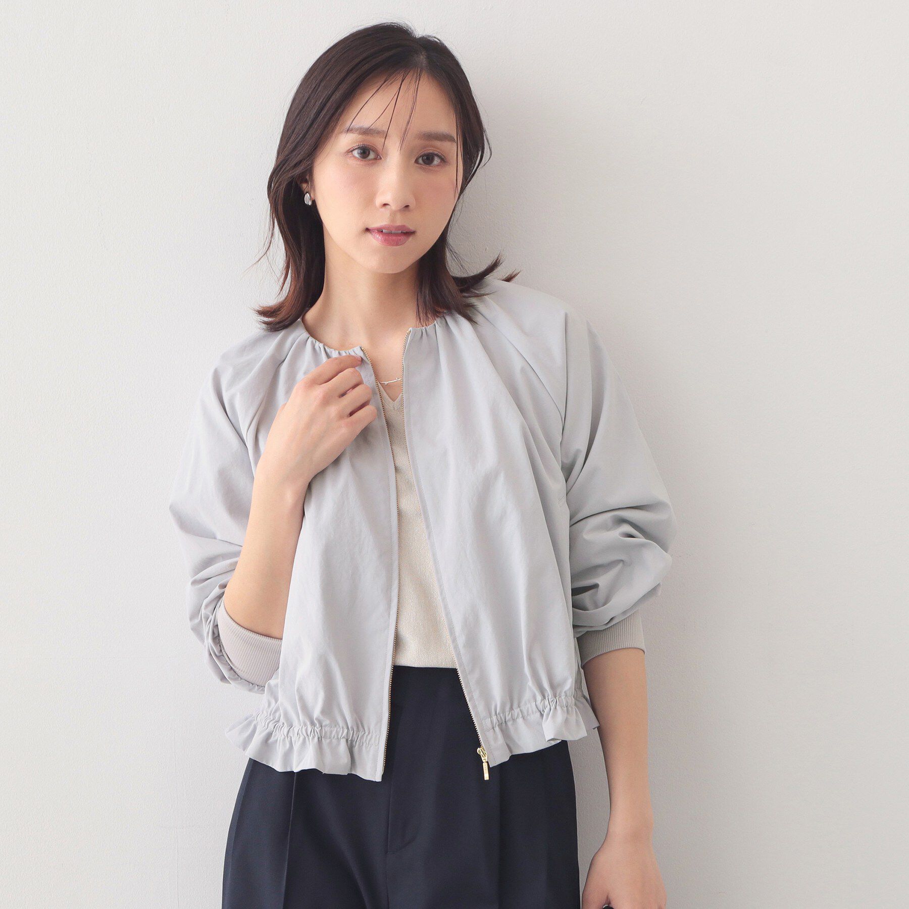 index「接触冷感ノーカラーブルゾン【洗濯機OK/防シワ】」|テーラードジャケット|