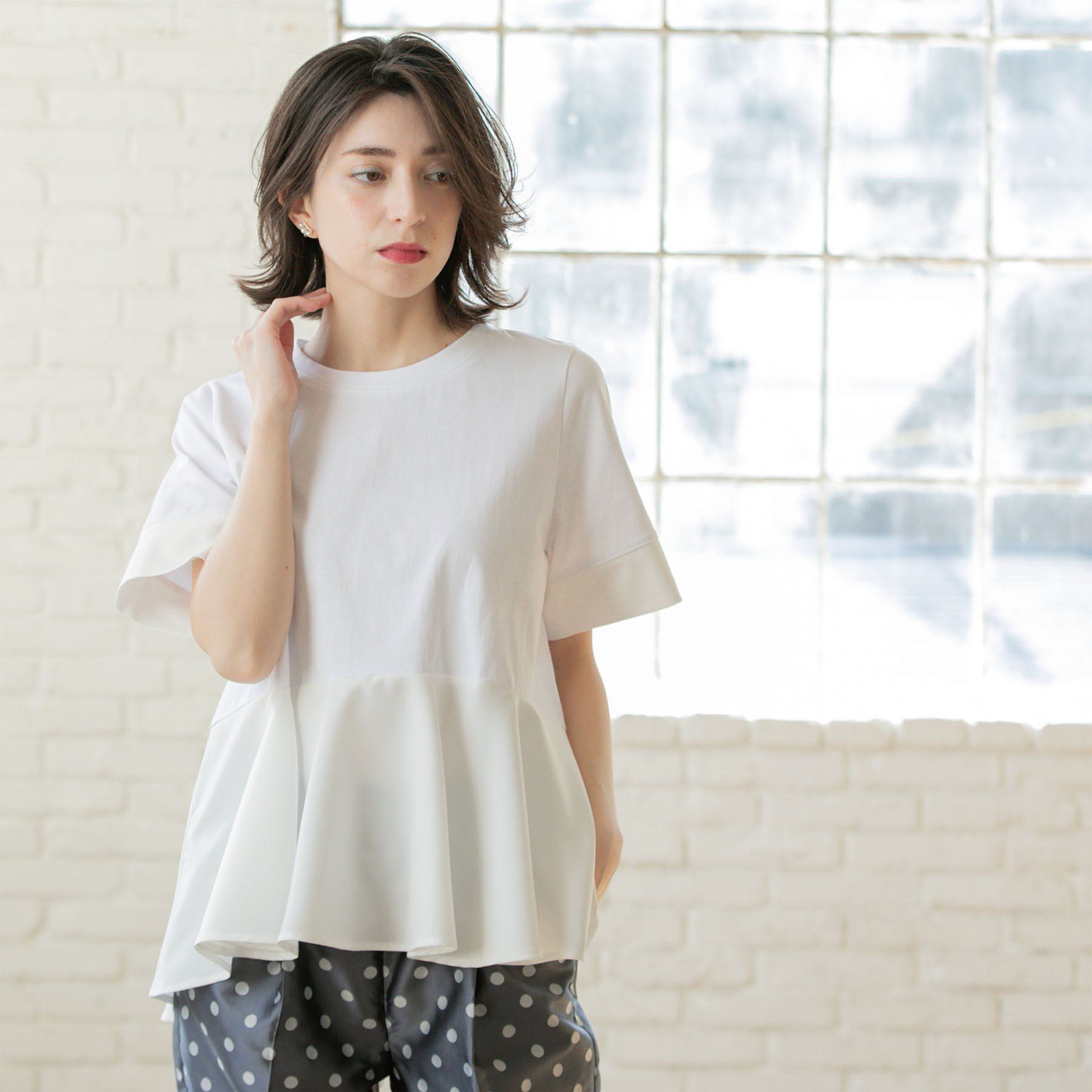 OPAQUE.CLIP「ペプラム切替ドッキングトップス【洗濯機洗い可】」|Tシャツ・カットソー|