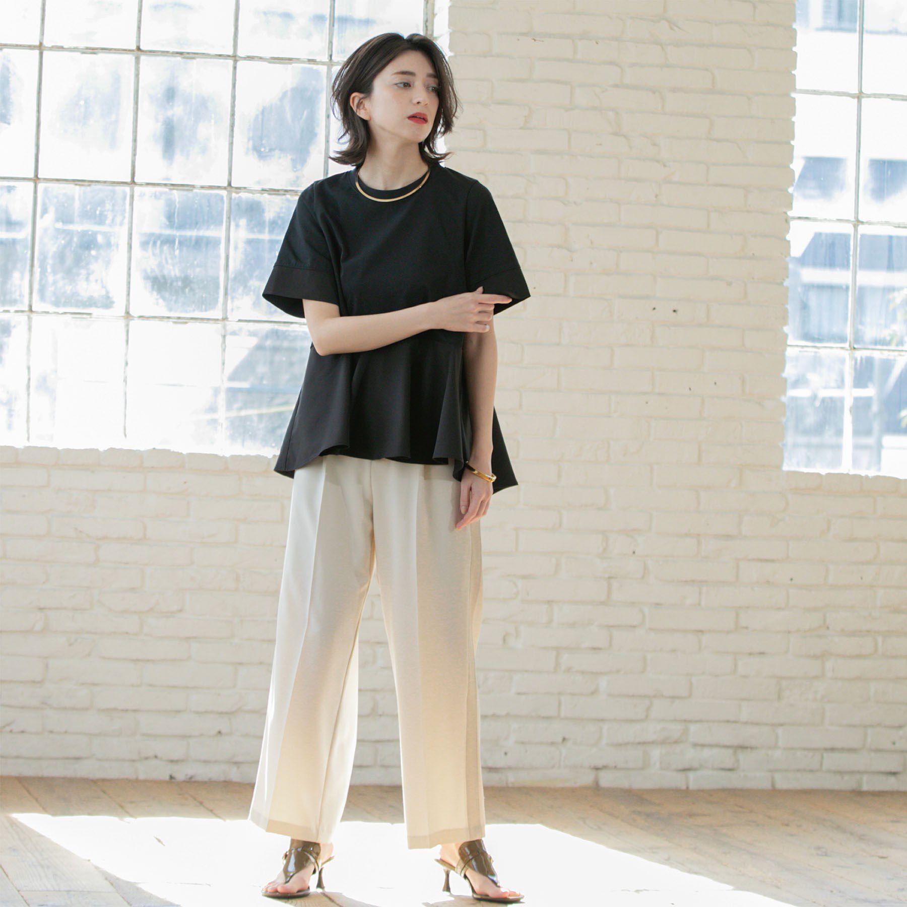 OPAQUE.CLIP「ペプラム切替ドッキングトップス【洗濯機洗い可】」|Tシャツ・カットソー|