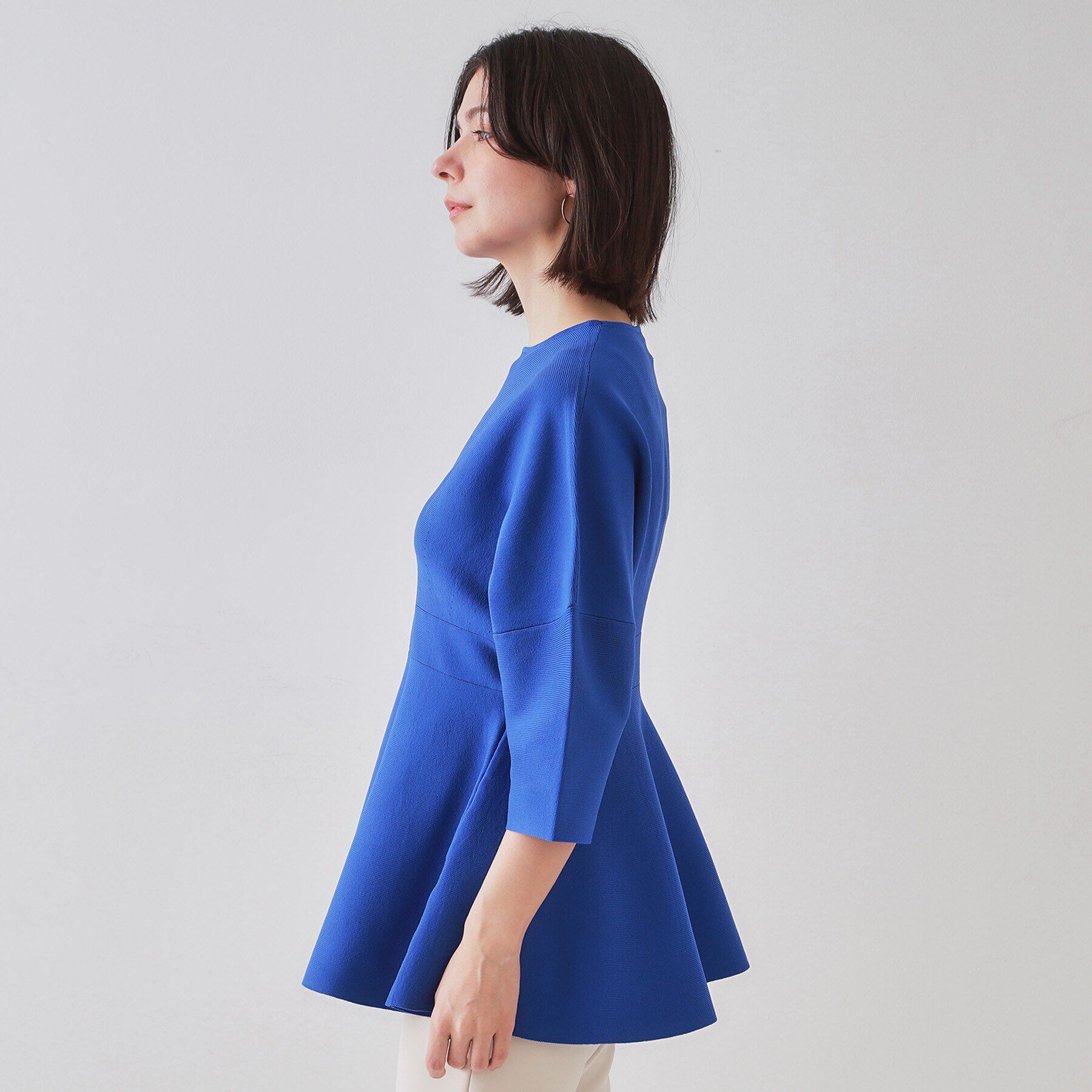 OPAQUE.CLIP「ランタンスリーブペプラムデザインニット【洗濯機洗い可/抗ピル】」|ニット・セーター|