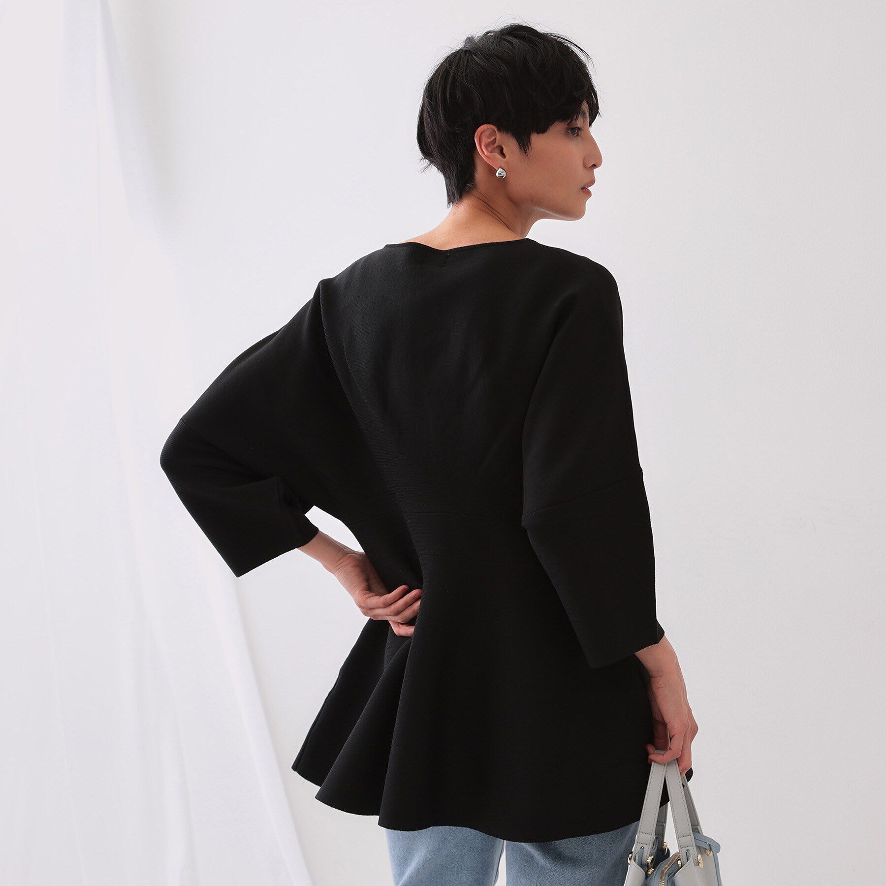 OPAQUE.CLIP「ランタンスリーブペプラムデザインニット【洗濯機洗い可/抗ピル】」|ニット・セーター|