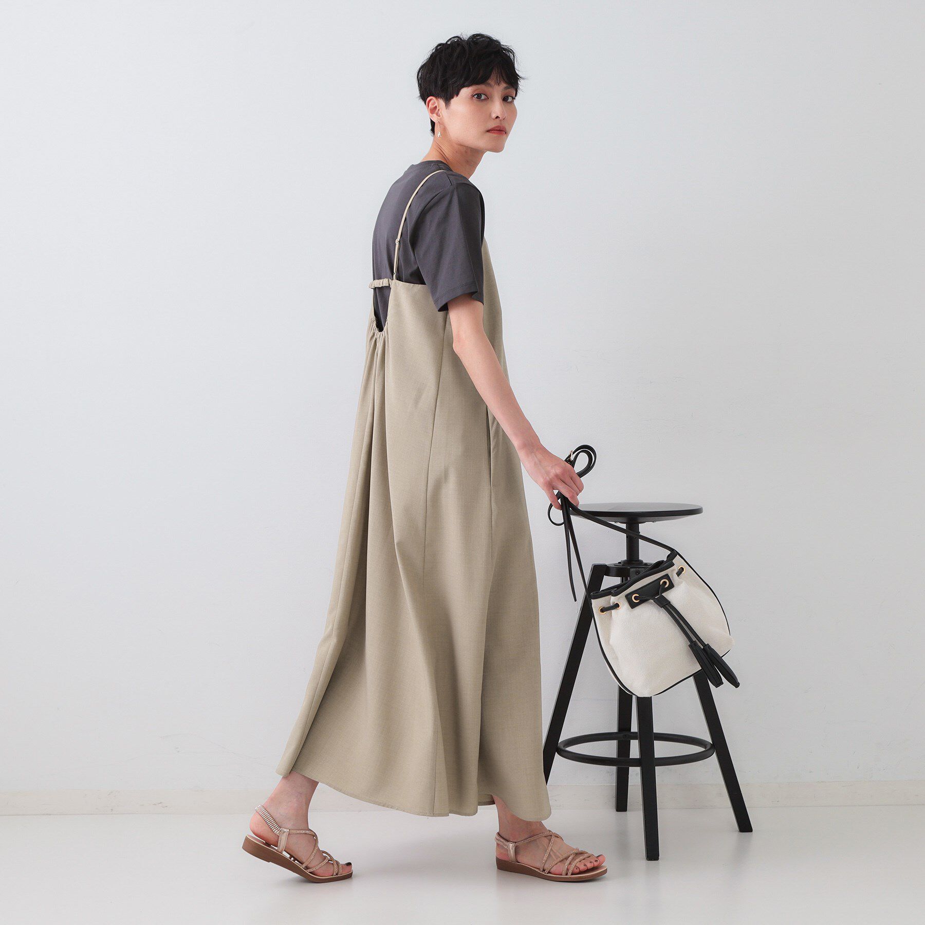OPAQUE.CLIP「リネンライクキャミワンピース【洗濯機洗い可】」|ワンピース|