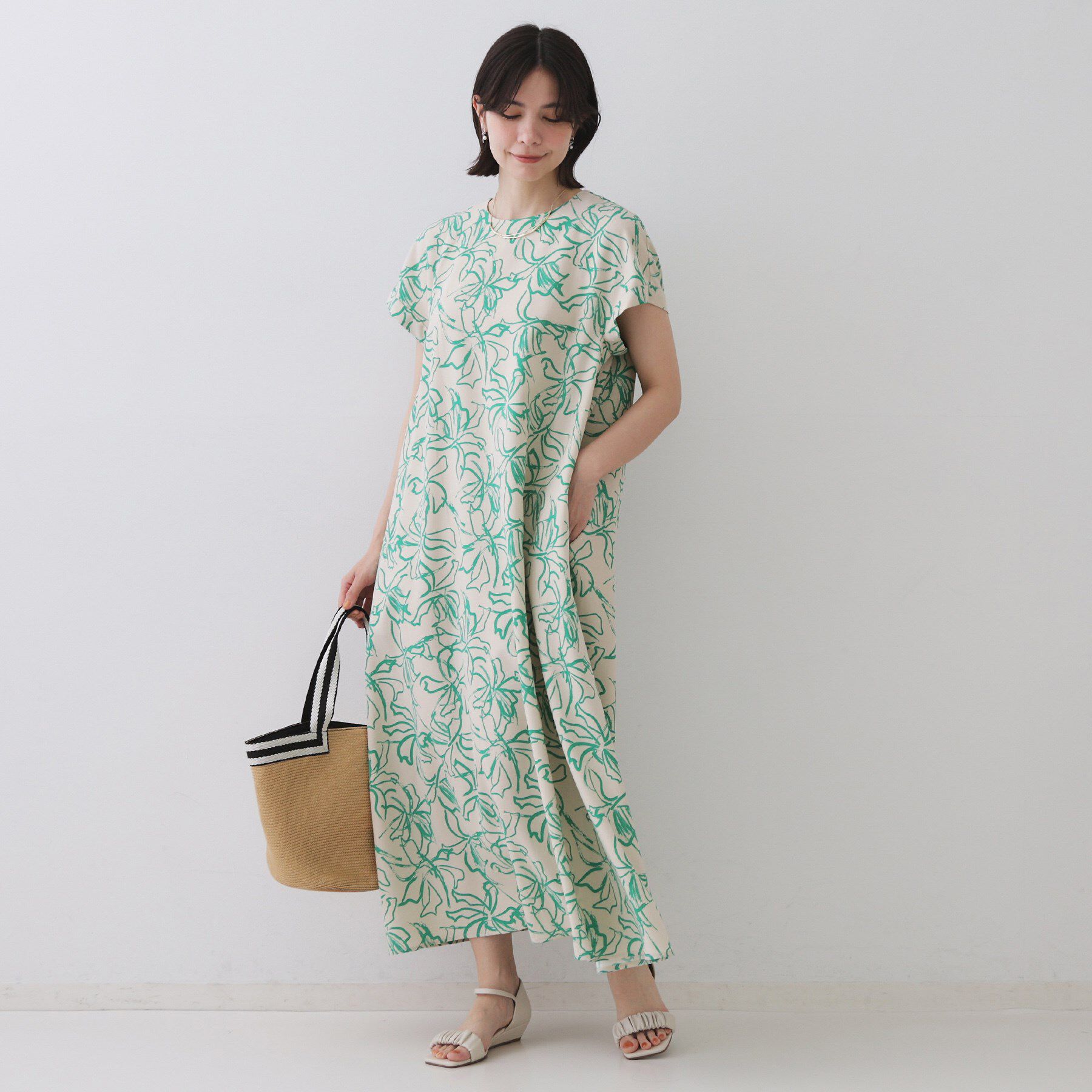 OPAQUE.CLIP「手書き風プリントワンピース【洗濯機洗い可】」|ワンピース|