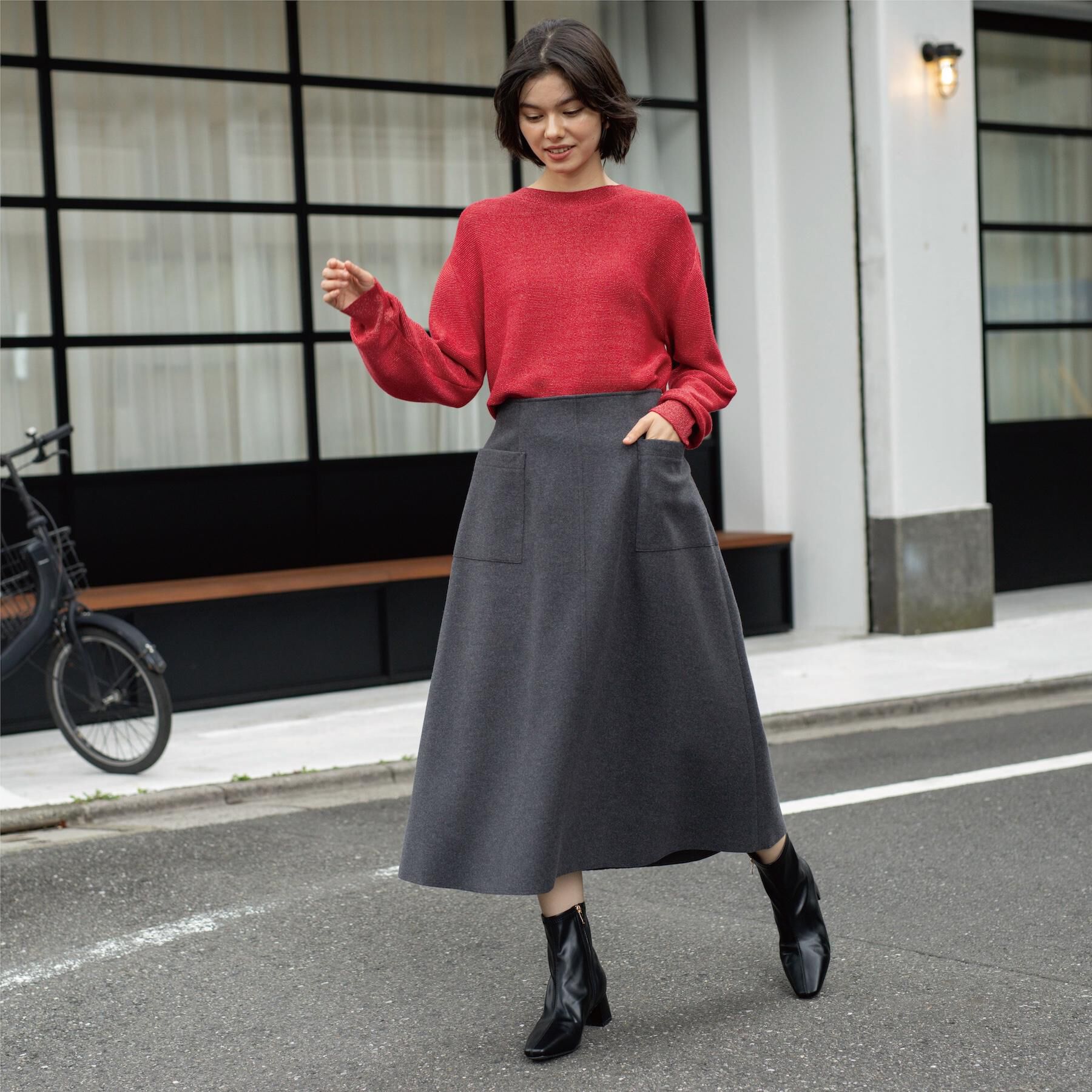 OPAQUE.CLIP「ウールライクフレアスカート【洗濯機OK】」|スカート|