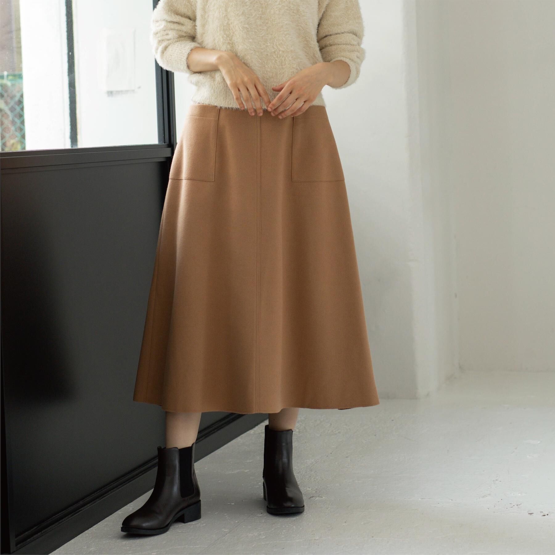 OPAQUE.CLIP「ウールライクフレアスカート【洗濯機OK】」|スカート|キャメルブラウン(0