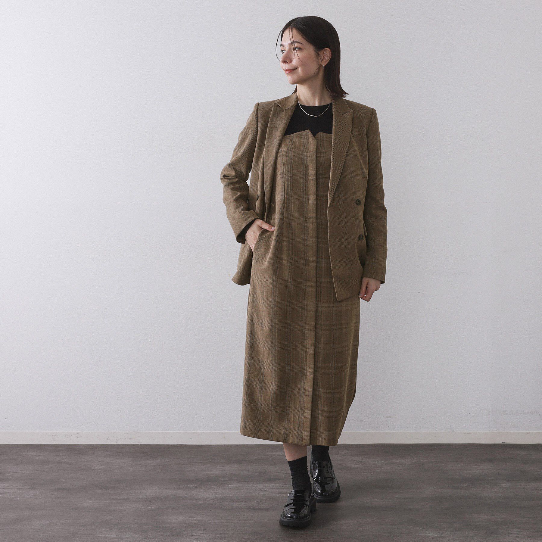 OPAQUE.CLIP「グレンチェックキャミワンピース/セットアップ対応可【洗濯機OK】」|ワンピース|