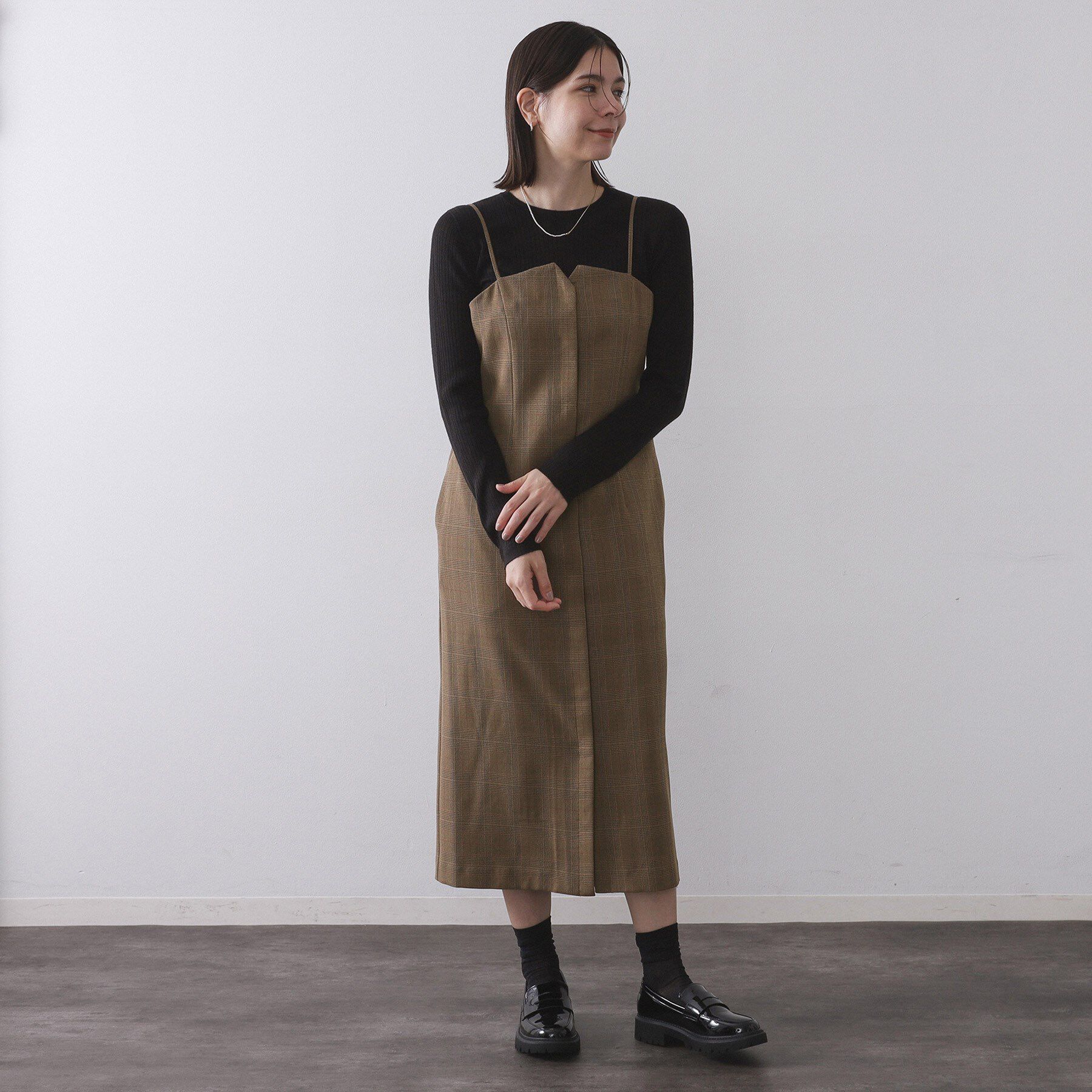 OPAQUE.CLIP「グレンチェックキャミワンピース/セットアップ対応可【洗濯機OK】」|ワンピース|