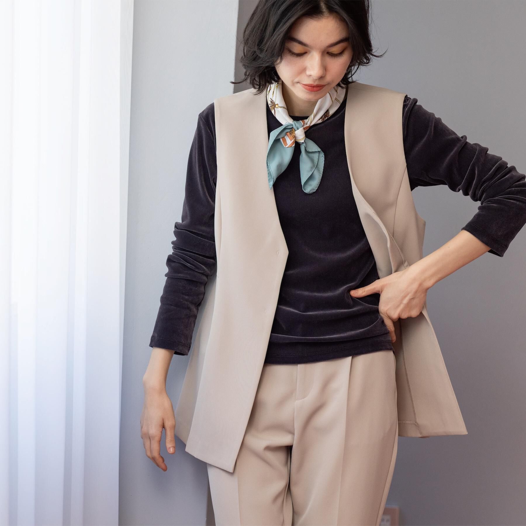 OPAQUE.CLIP「ペプラムジレ/セットアップ対応可【洗濯機OK】」|ベスト・ジレ|