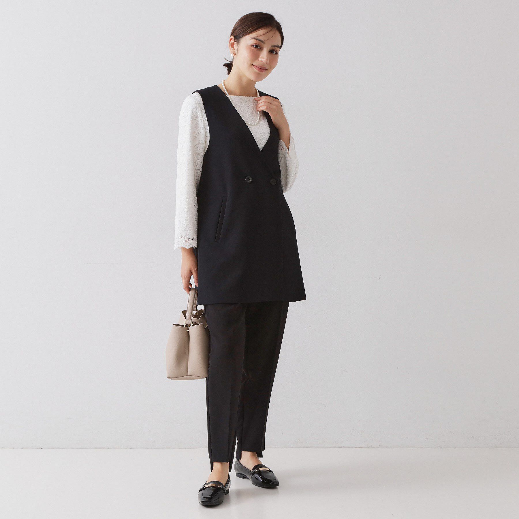 OPAQUE.CLIP「《通勤対応》Vネックミドルジレ【洗濯機OK】」|ベスト・ジレ|