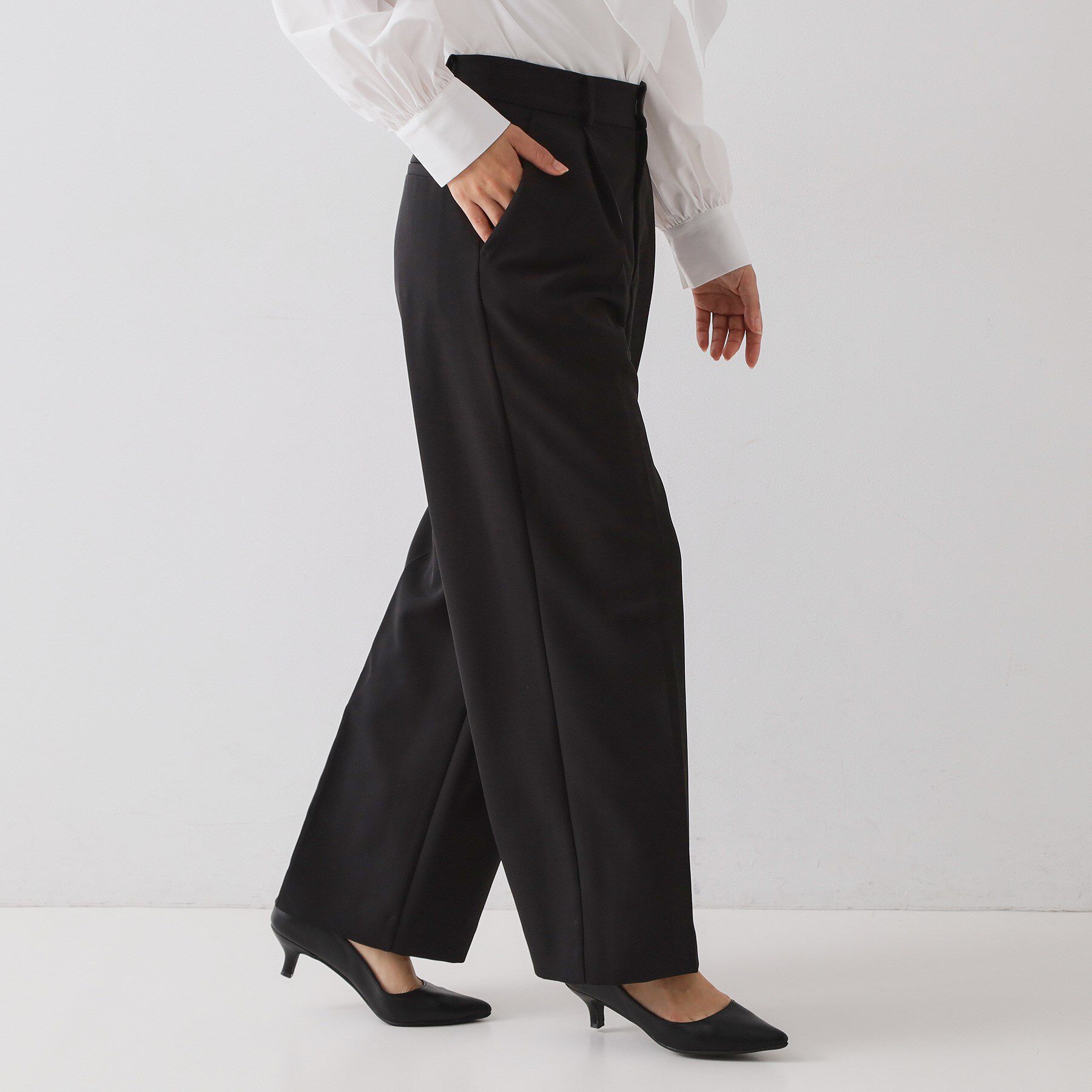 OPAQUE.CLIP「《通勤セットアップ対応》 ワイドパンツダブルクロス【洗濯機OK】」|その他|