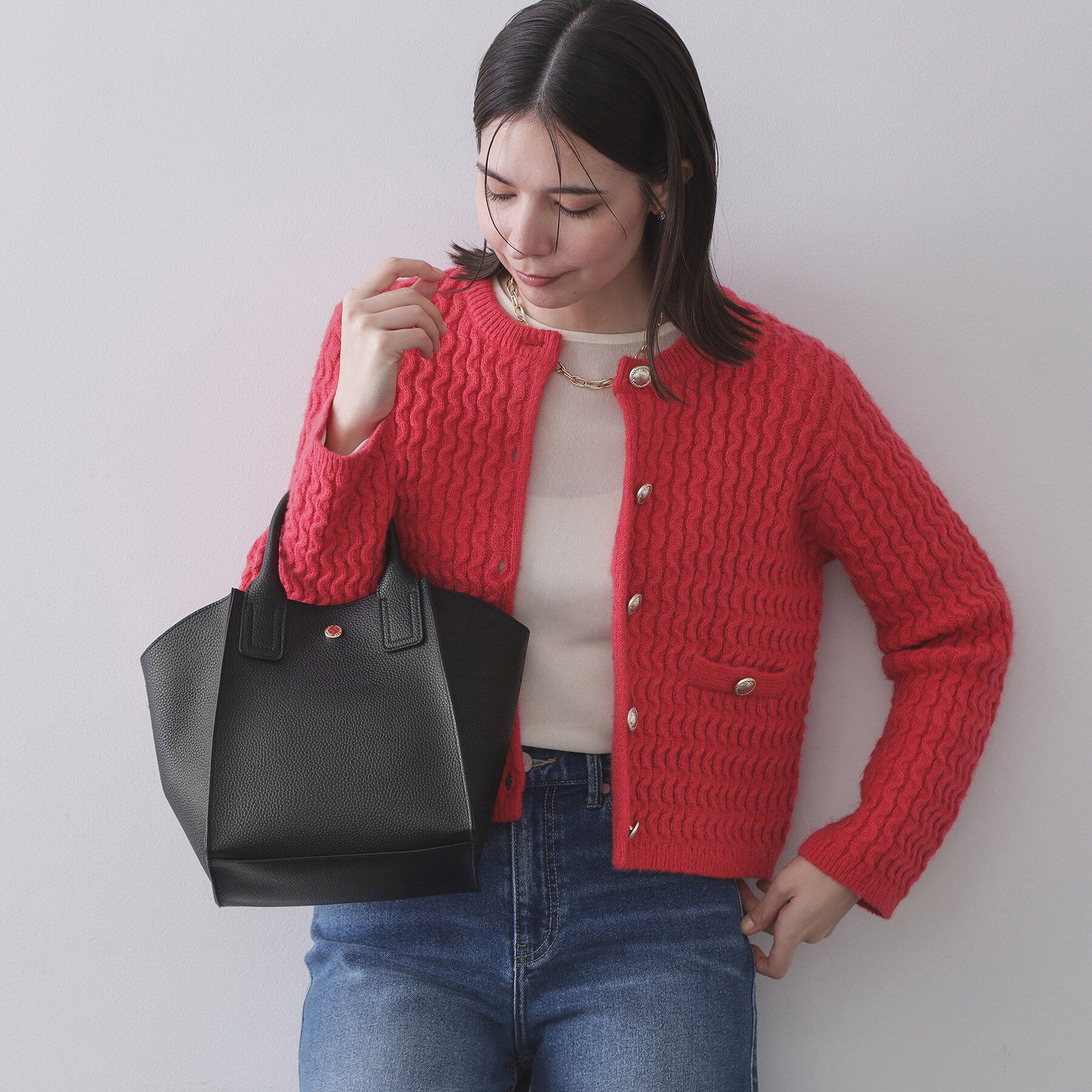 OPAQUE.CLIP「【2WAY/軽量】台形ミドルトートバッグ」|ショルダー・メッセンジャー|