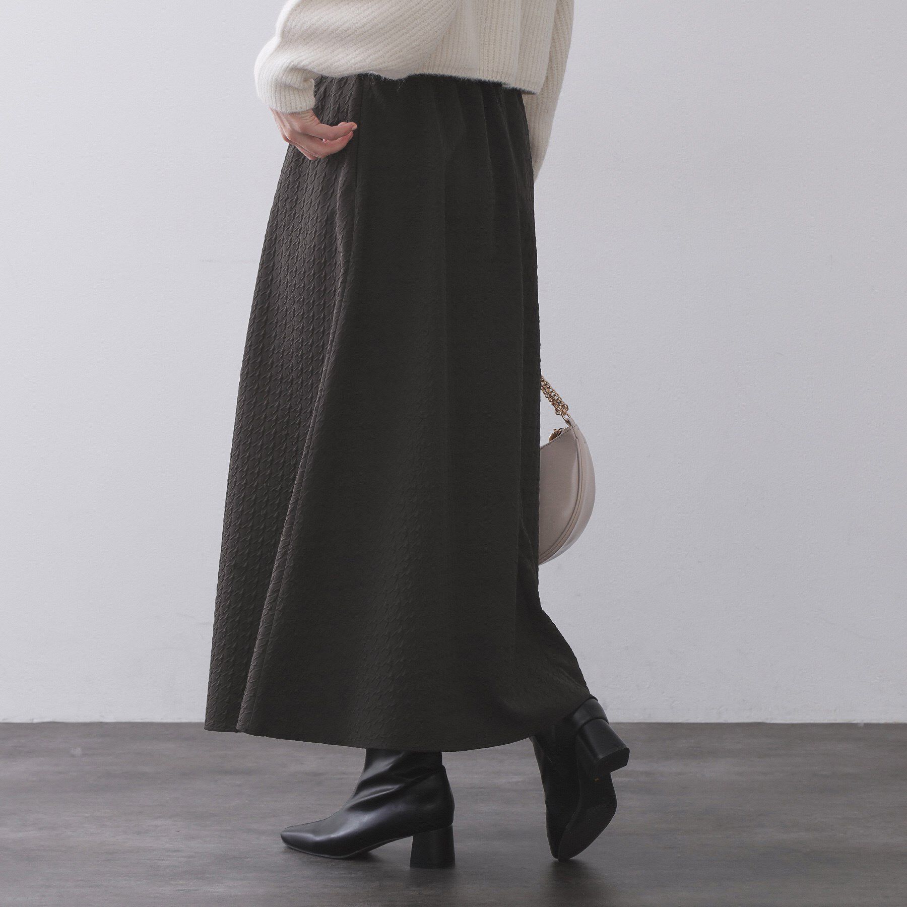 OPAQUE.CLIP「チドリエンボスフレアスカート【洗濯機OK】」|スカート|