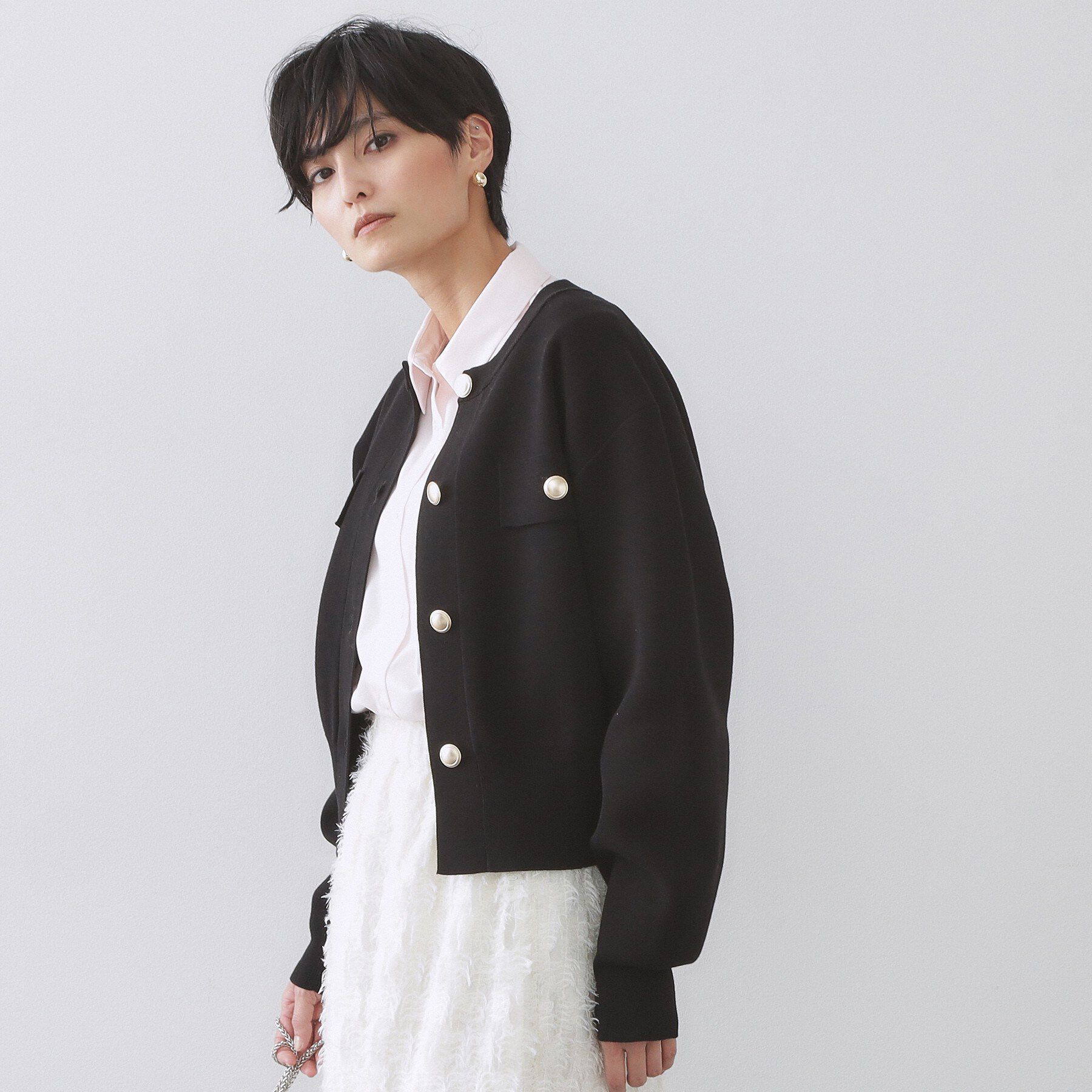 OPAQUE.CLIP「フラップポケット金ボタンニットカーディガン【洗濯機OK】」|カーディガン|