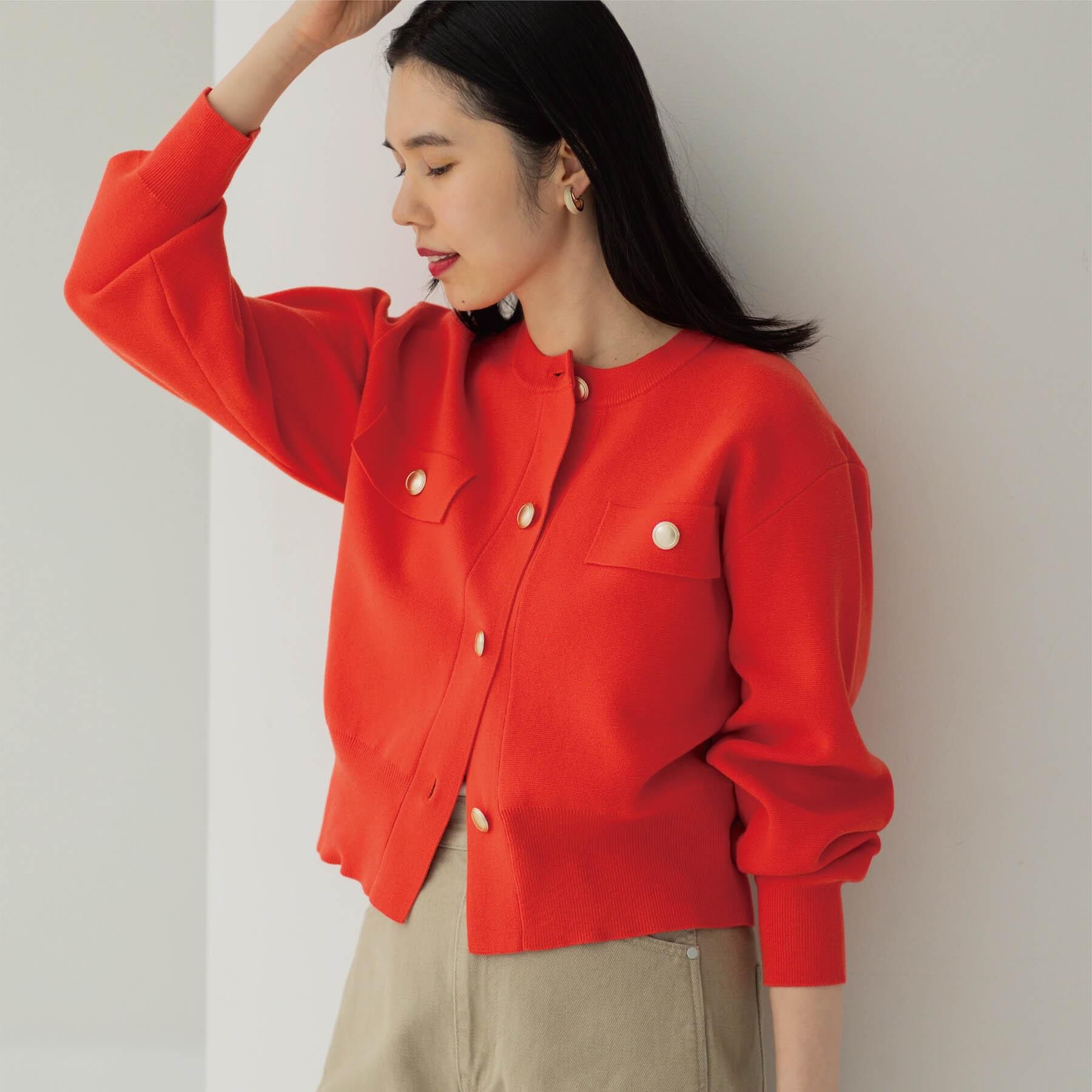 OPAQUE.CLIP「フラップポケット金ボタンニットカーディガン【洗濯機OK】」|カーディガン|