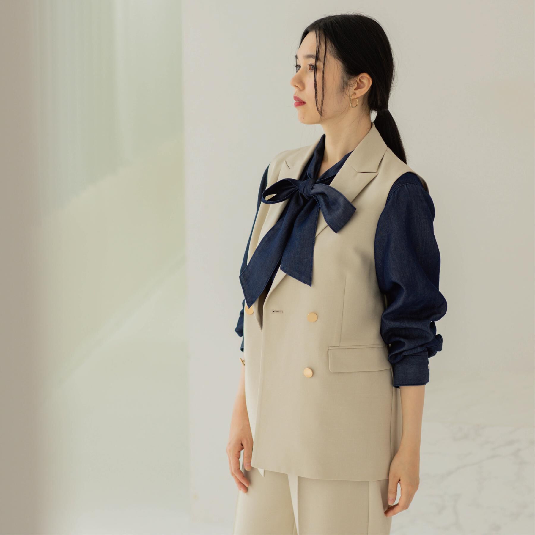 OPAQUE.CLIP「金ボタンダブルブレストテーラードジレ/セットアップ対応【洗える】《S～LL》」|ベスト・ジレ|