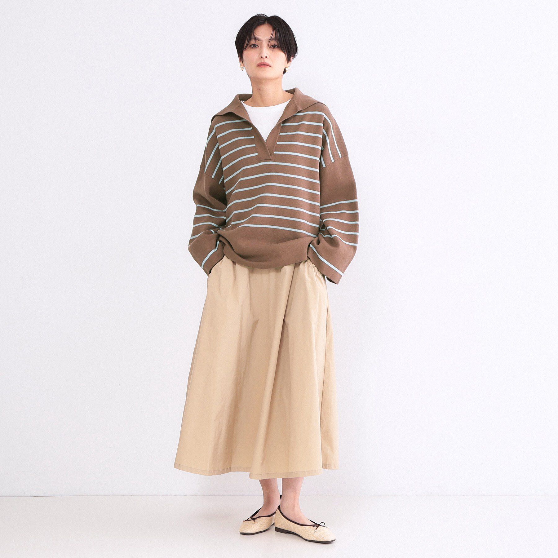 OPAQUE.CLIP「スキッパーセーラーカラーボーダーニット【洗濯機OK】」|ニット・セーター|