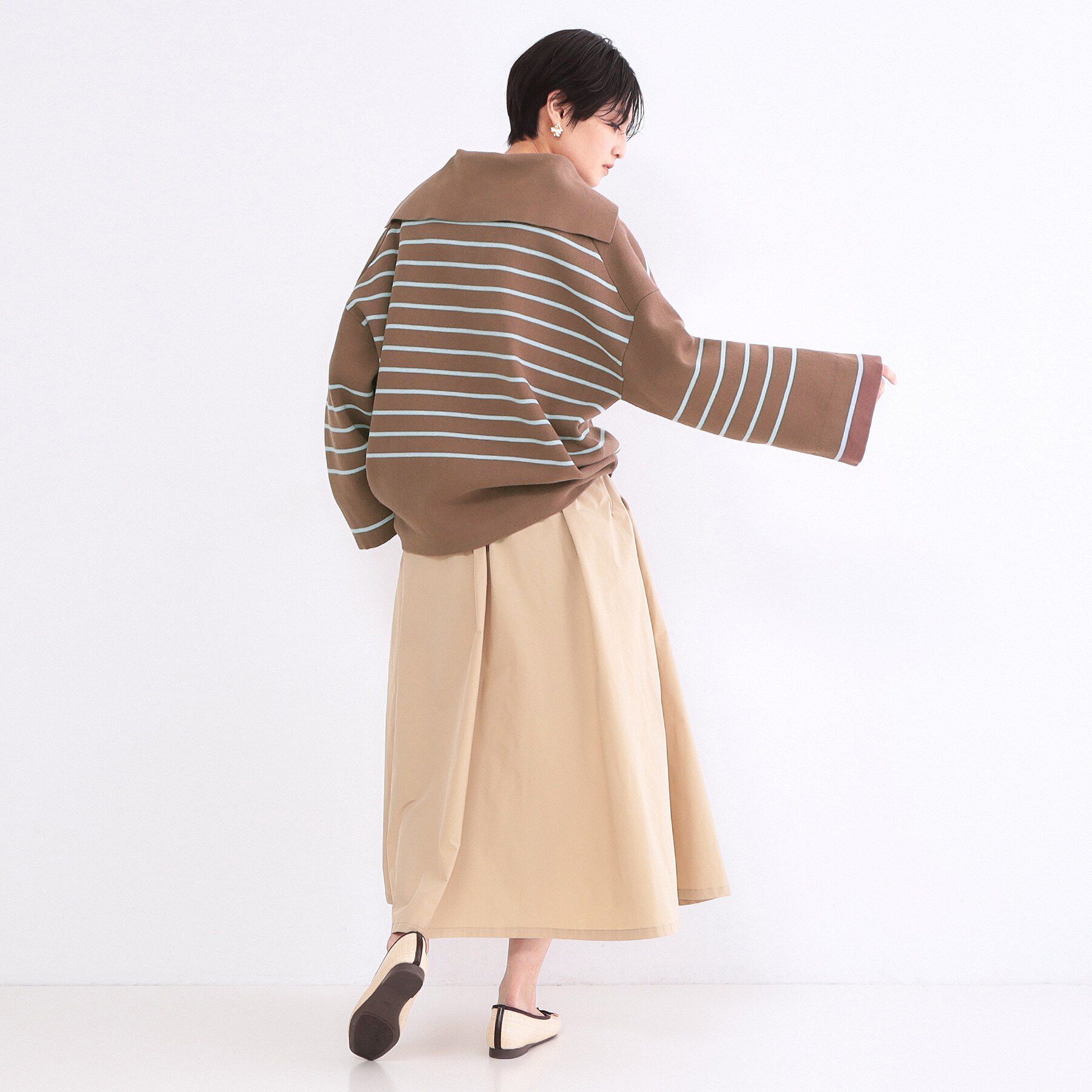 OPAQUE.CLIP「スキッパーセーラーカラーボーダーニット【洗濯機OK】」|ニット・セーター|