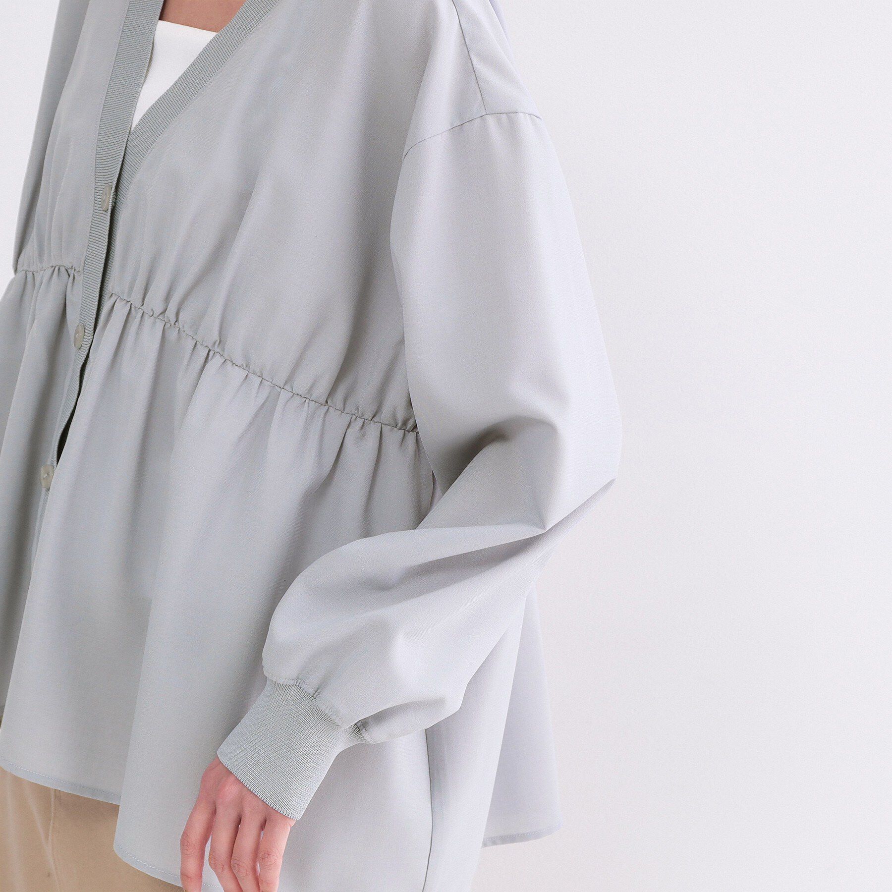 OPAQUE.CLIP「ブラウス風Vネックカーディガン【洗濯機OK】」|カーディガン|