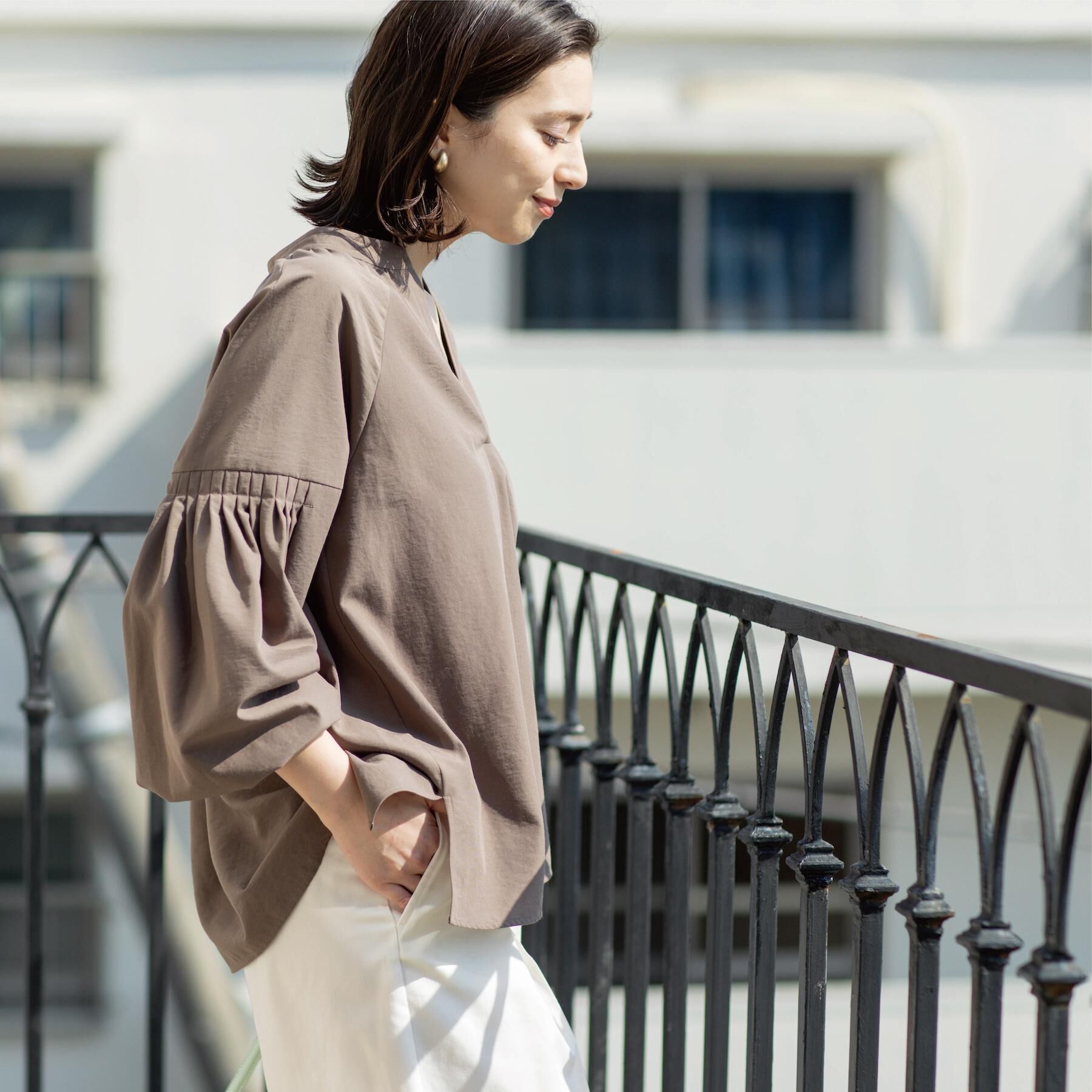 OPAQUE.CLIP「スキッパーボリュームスリーブブラウス【洗濯機OK】」|シャツ・ブラウス|