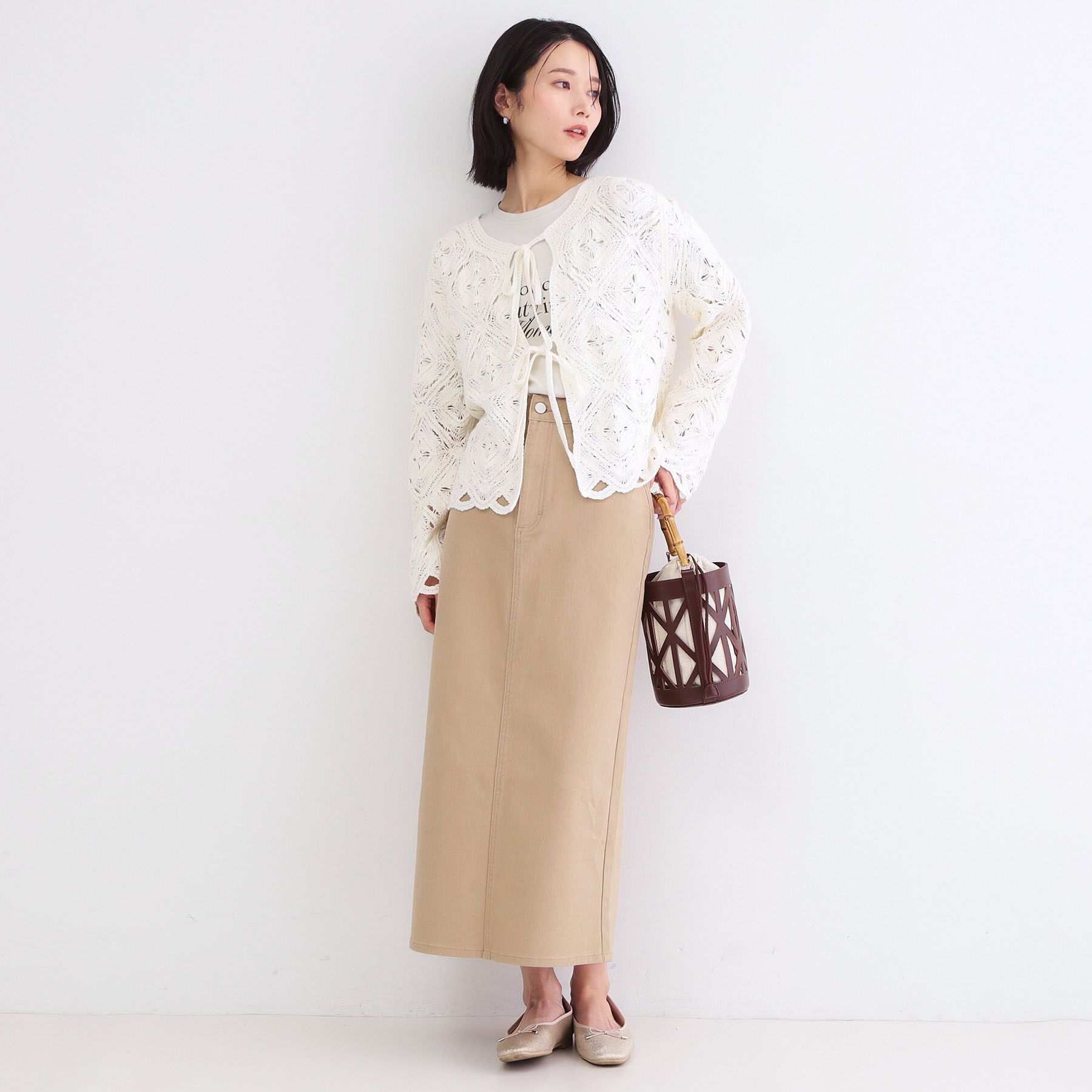 OPAQUE.CLIP「かぎ針風ニットカーディガン【洗濯機OK】」|カーディガン|