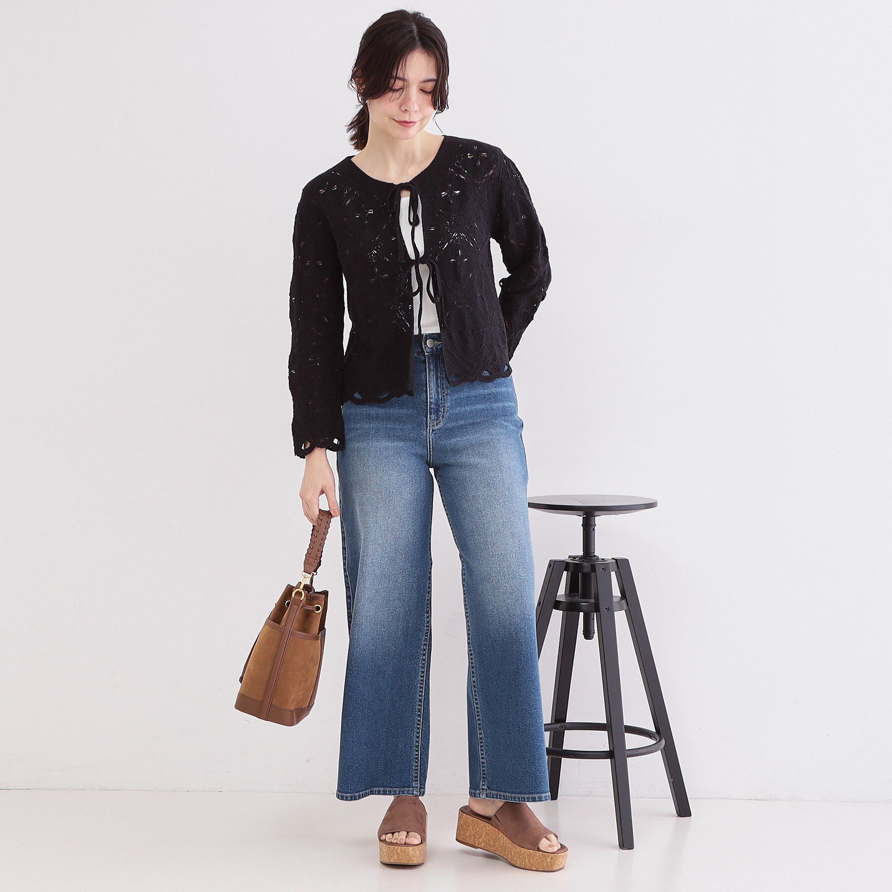 OPAQUE.CLIP「かぎ針風ニットカーディガン【洗濯機OK】」|カーディガン|