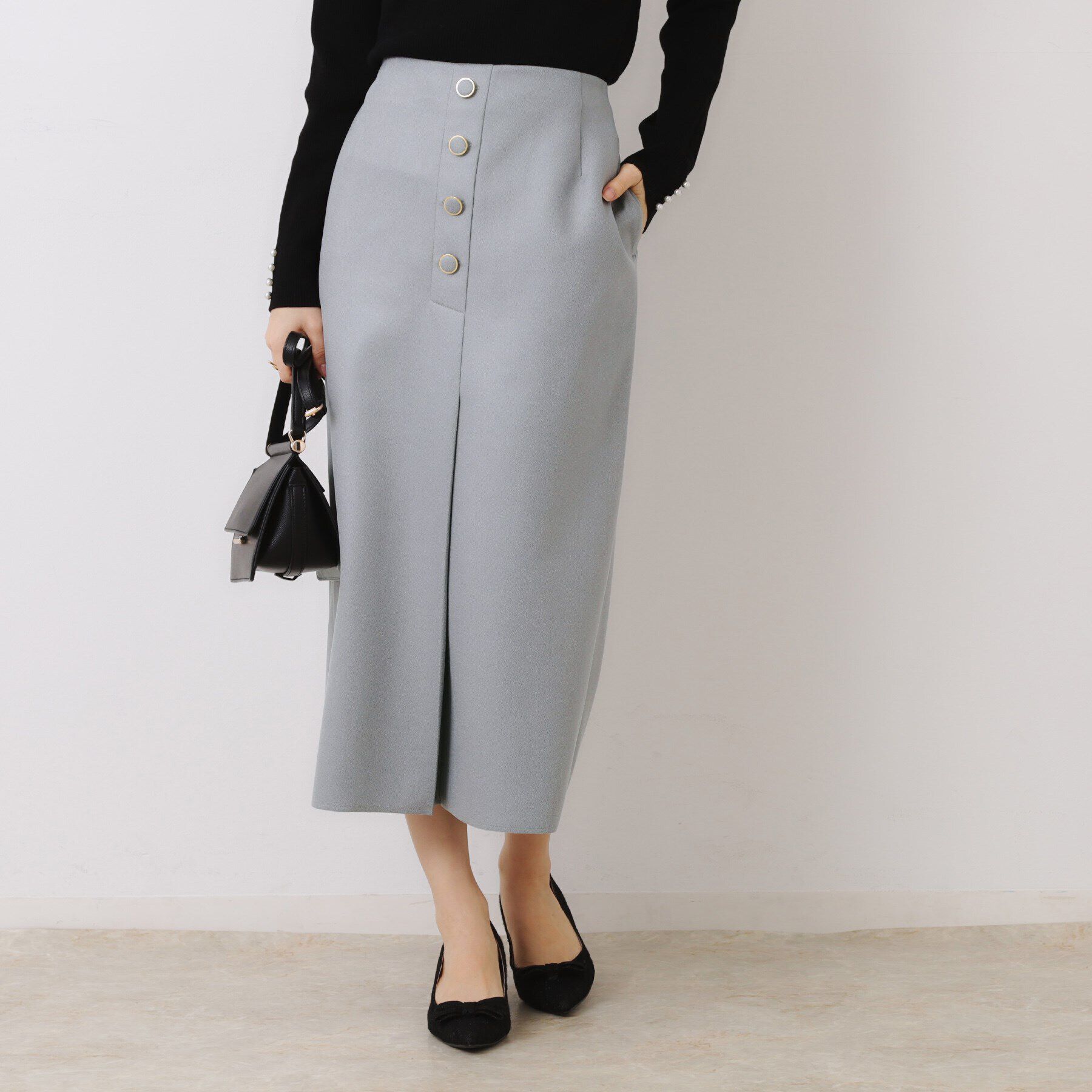 Couture broach「【体のラインを拾いにくい・お仕事にも】マシュマロスエード調タイト」|スカート|