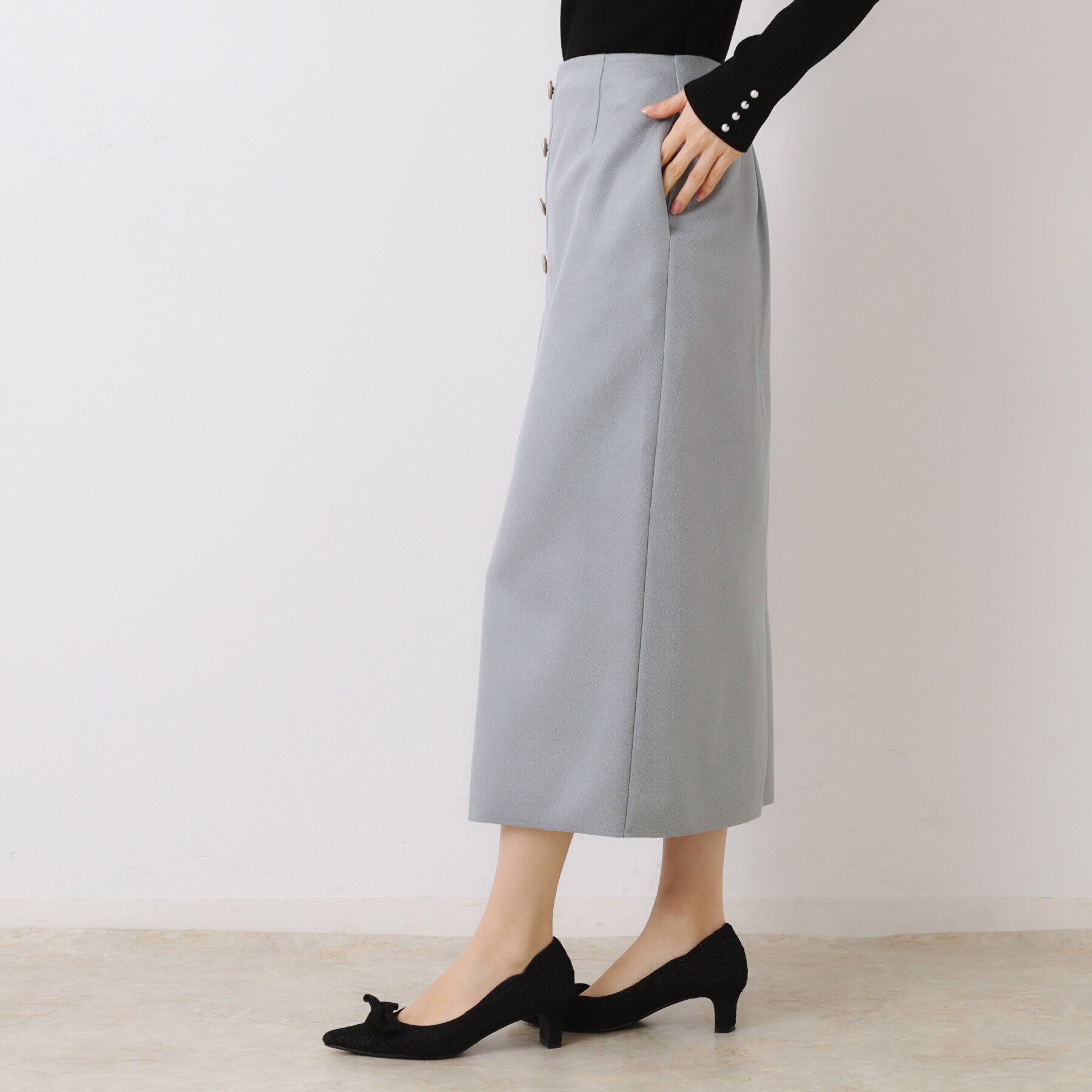 Couture broach「【体のラインを拾いにくい・お仕事にも】マシュマロスエード調タイト」|スカート|