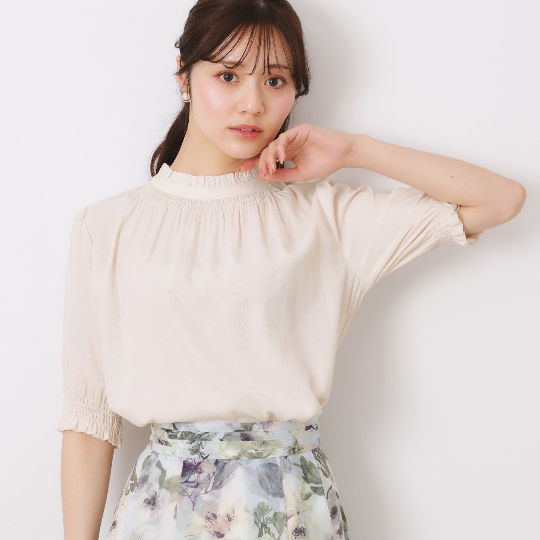 Couture broach「【SS～LLサイズ・二の腕カバー・通勤】RTピケシャーリングブラウス」|シャツ・ブラウス|