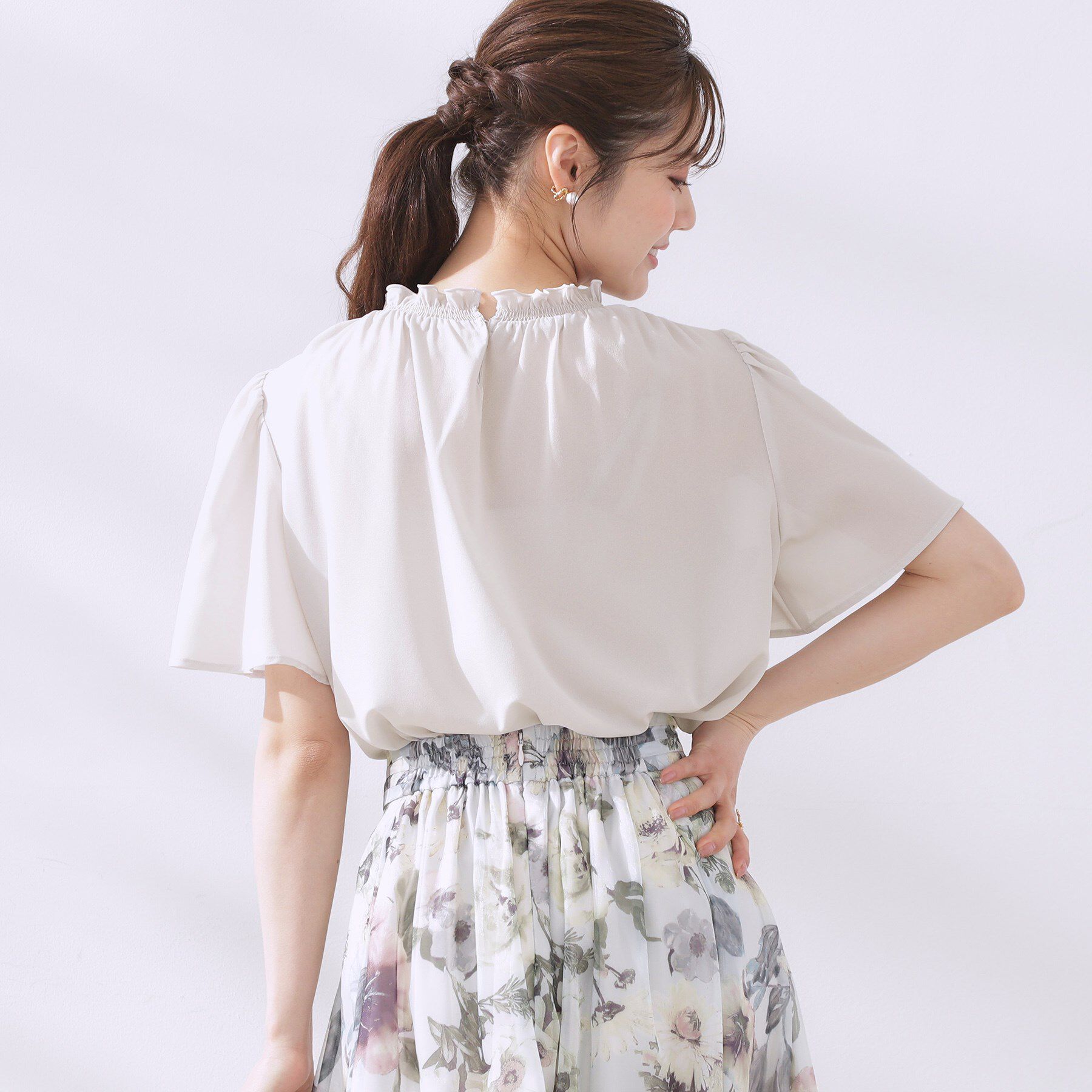 Couture broach「【二の腕カバー・通勤】シャーリングシアーブラウス」|シャツ・ブラウス|