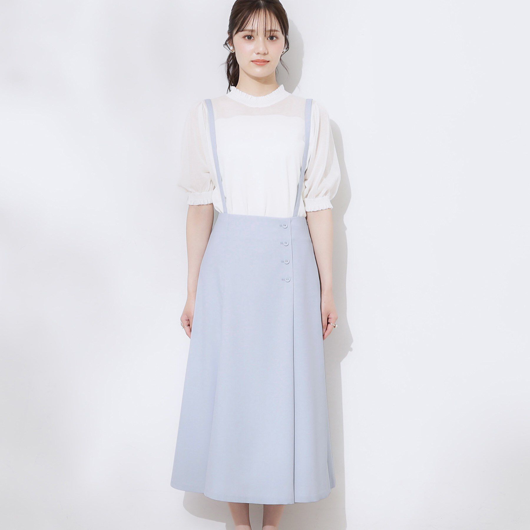 Couture broach「【2WAY・通勤・きれいめ】リネンライク サス付きスカート」|ジャンパースカート|
