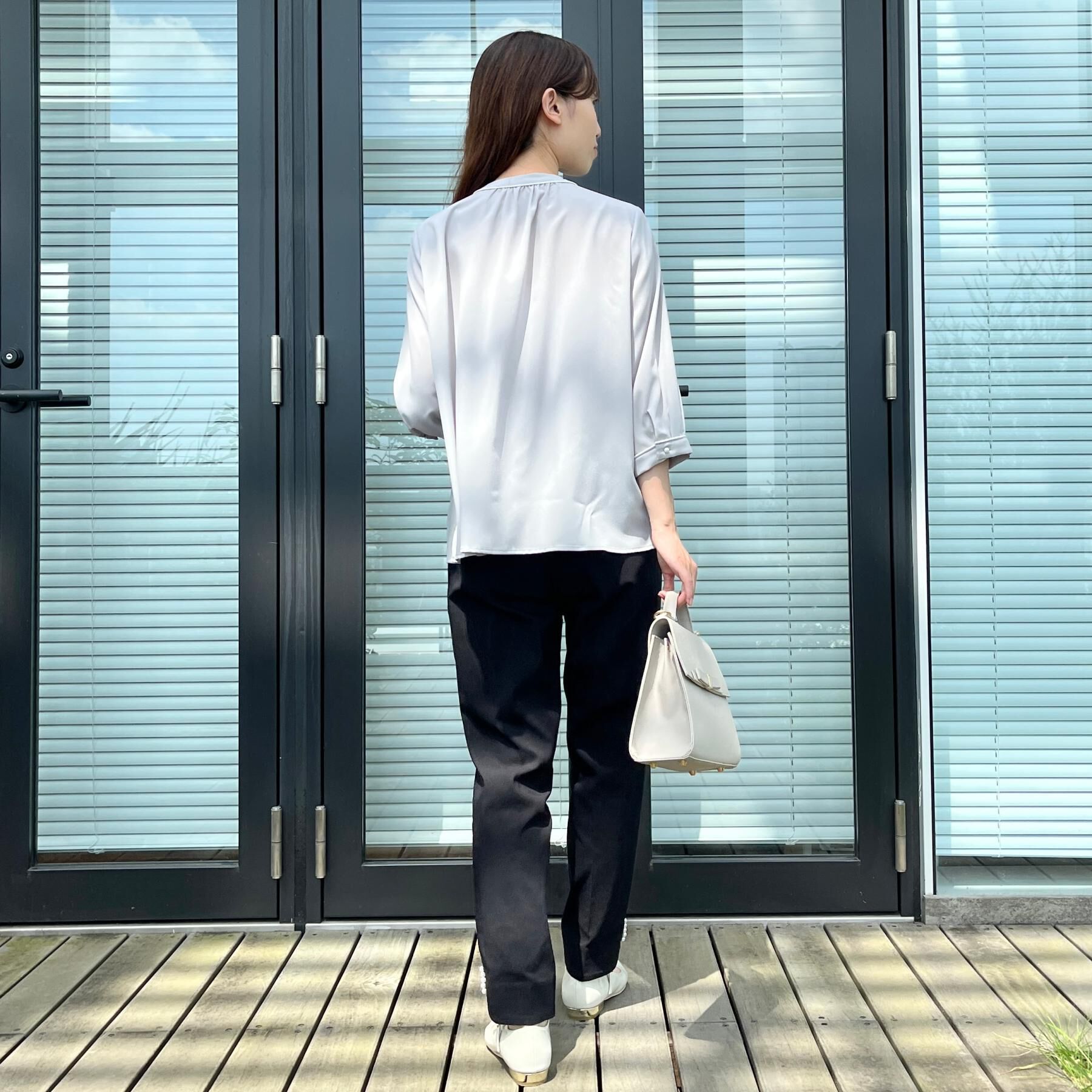 Couture broach「【6分袖・通勤】配色ジョーゼットブラウス」|シャツ・ブラウス|