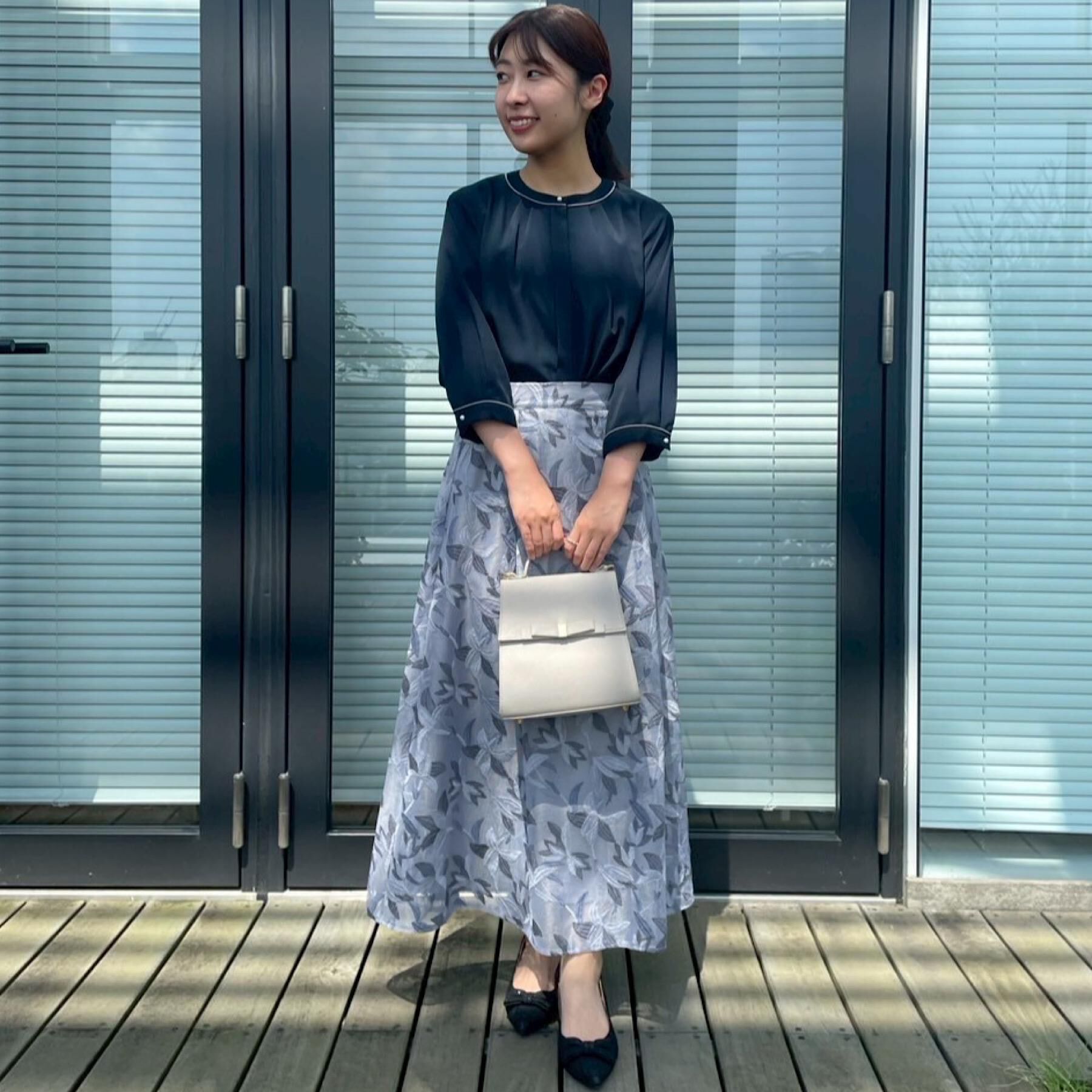 Couture broach「【6分袖・通勤】配色ジョーゼットブラウス」|シャツ・ブラウス|