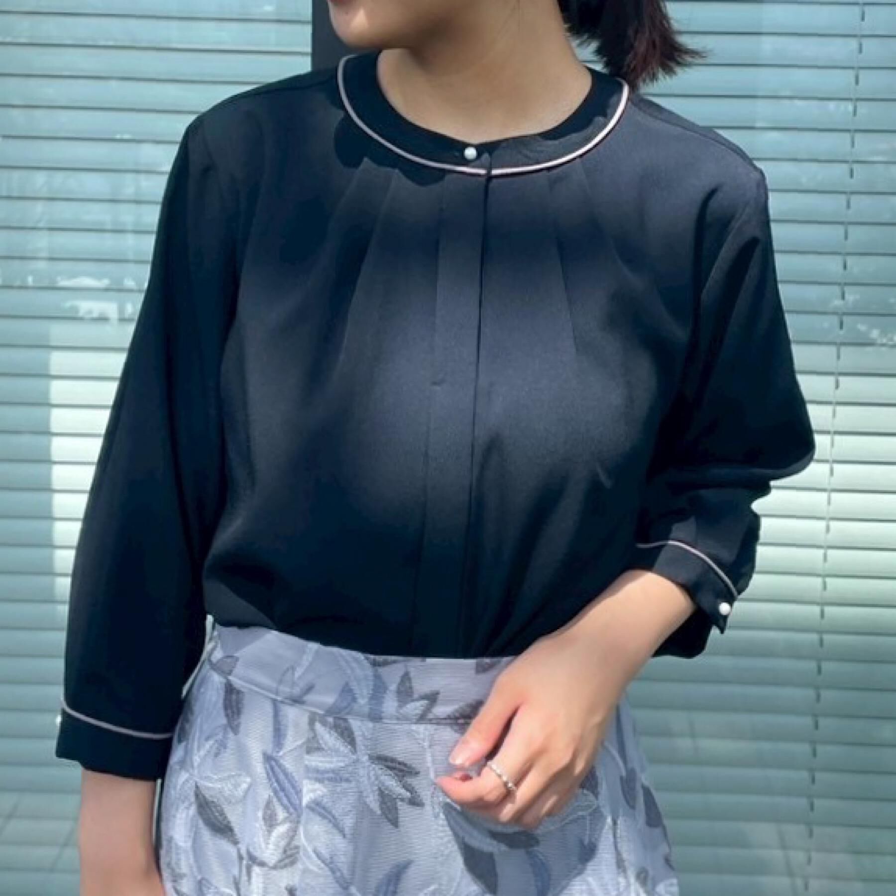 Couture broach「【6分袖・通勤】配色ジョーゼットブラウス」|シャツ・ブラウス|