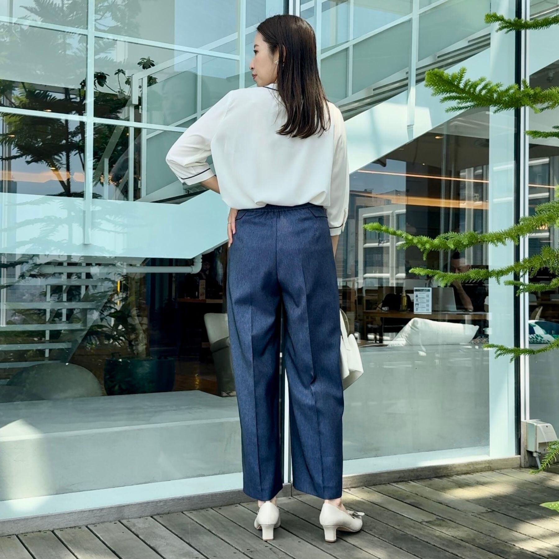 Couture broach「【6分袖・通勤】配色ジョーゼットブラウス」|シャツ・ブラウス|