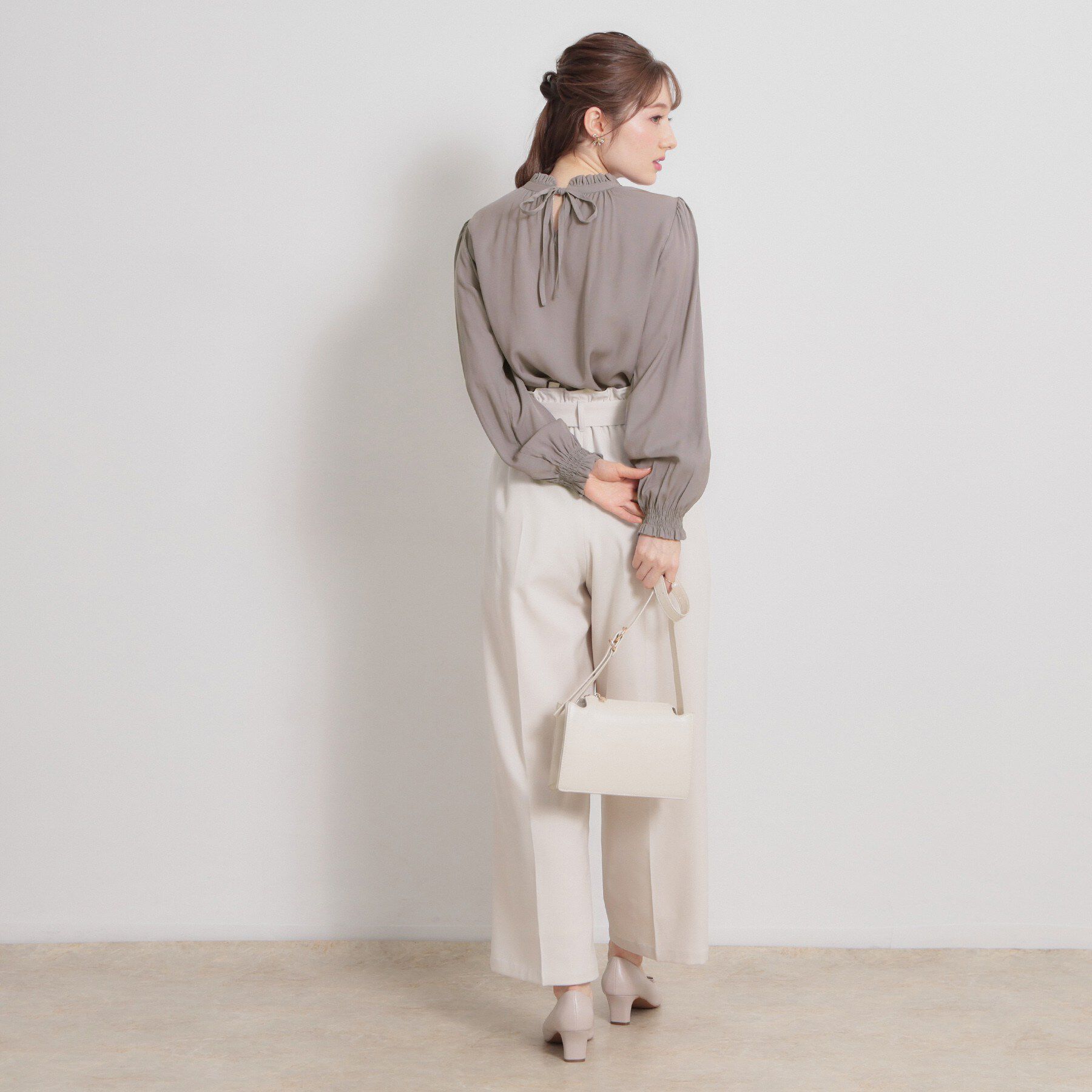 Couture broach「【前後2WAY・洗える】RTピケ リボン ブラウス」|シャツ・ブラウス|