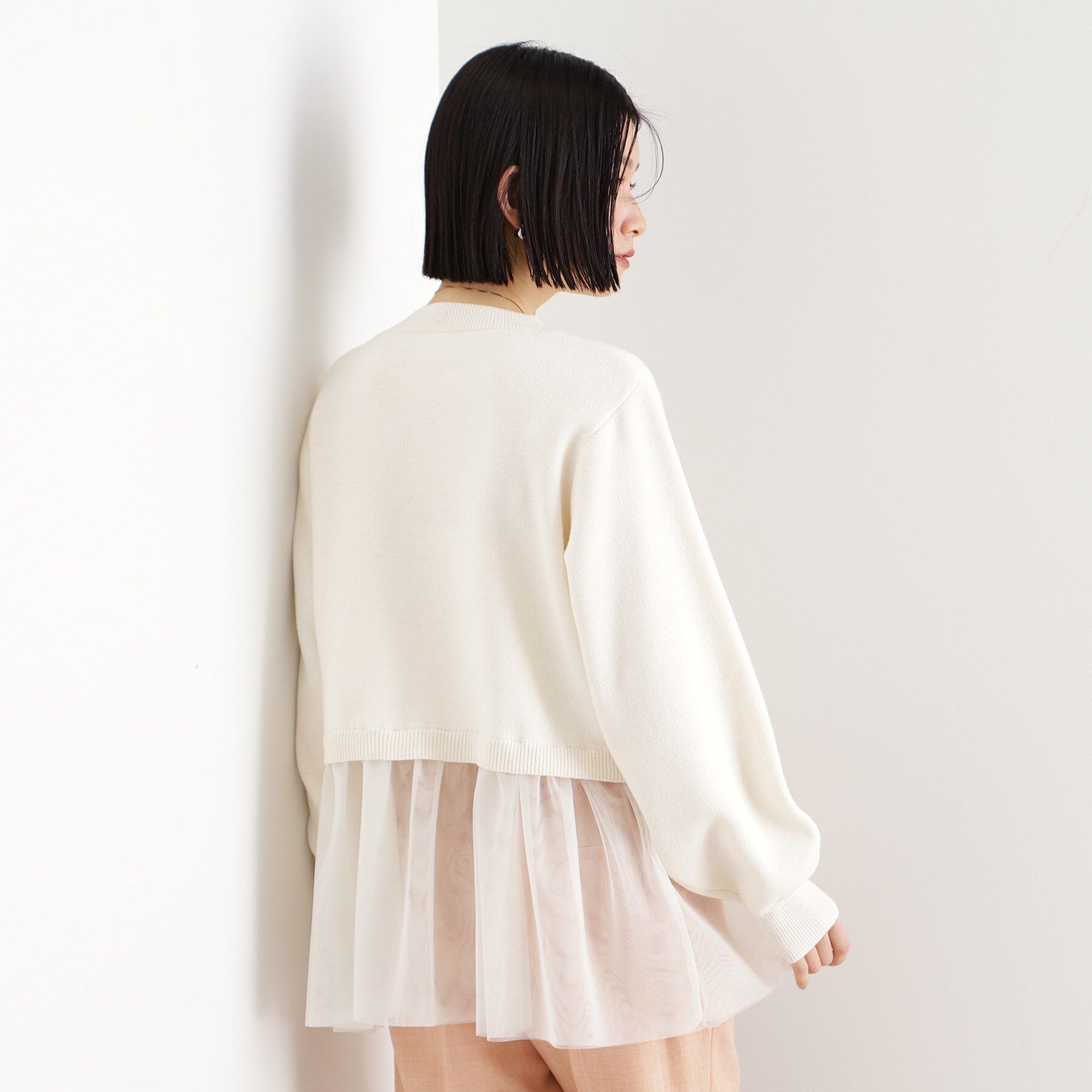 THE SHOP TK「裾チュールプルオーバー【洗える】」|ニット・セーター|