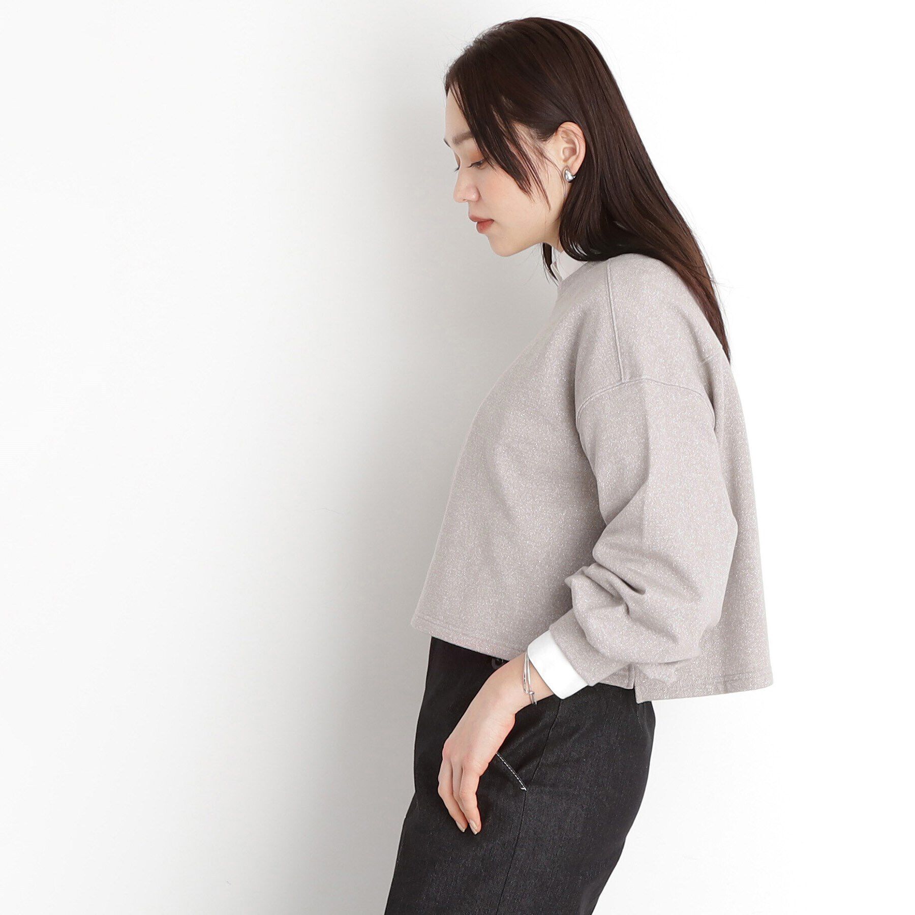 THE SHOP TK「ラメ裏毛パフスリーブ【洗える】」|Tシャツ・カットソー|