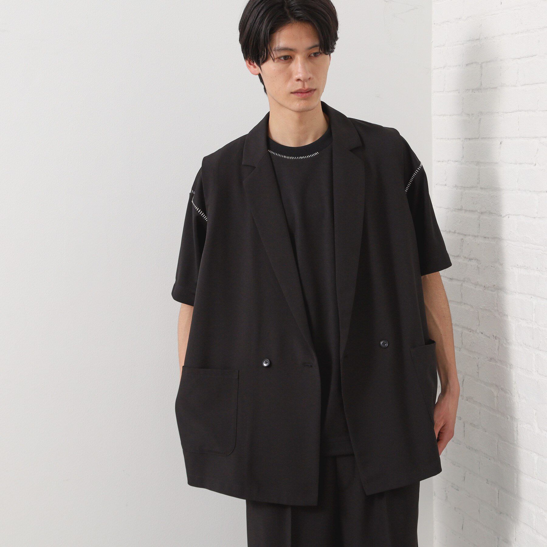 THE SHOP TK「ダブルジレ【セットアップ可/洗濯機OK】」|ベスト・ジレ|ブラック(019)