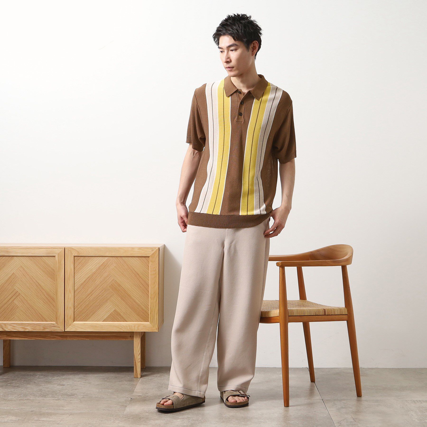 THE SHOP TK「【日本テレビ系　ダメマネ！出演　鈴木仁さん着用】マルチストライプニットポロシャツ」|ポロシャツ|