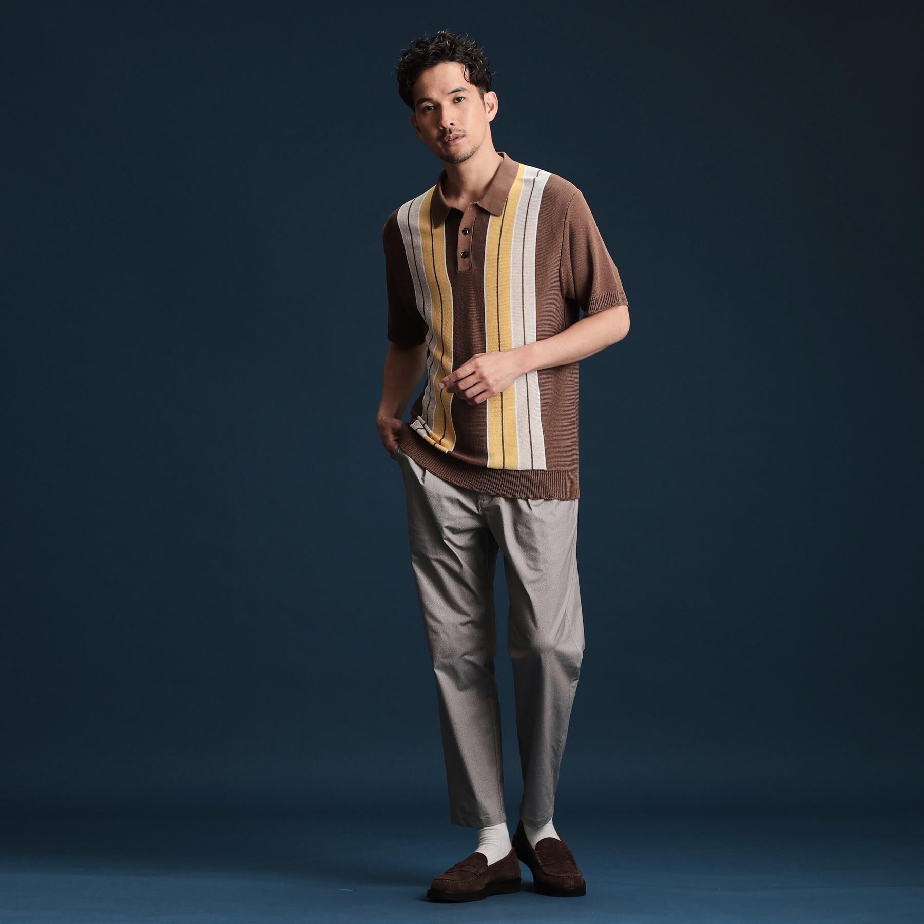 THE SHOP TK「【日本テレビ系　ダメマネ！出演　鈴木仁さん着用】マルチストライプニットポロシャツ」|ポロシャツ|