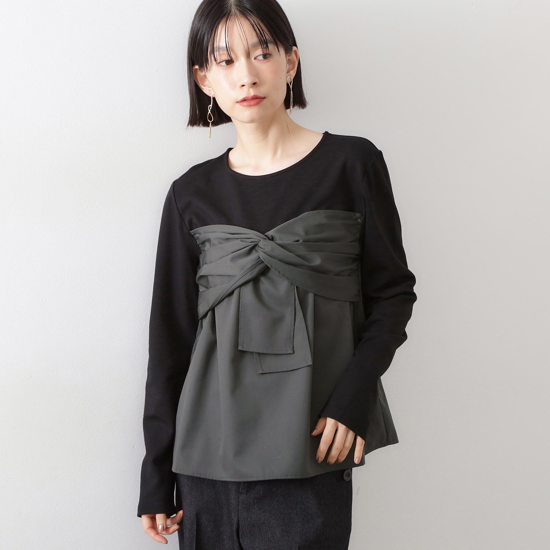 THE SHOP TK「布帛切替カットソー」|Tシャツ・カットソー|ブラック(519)