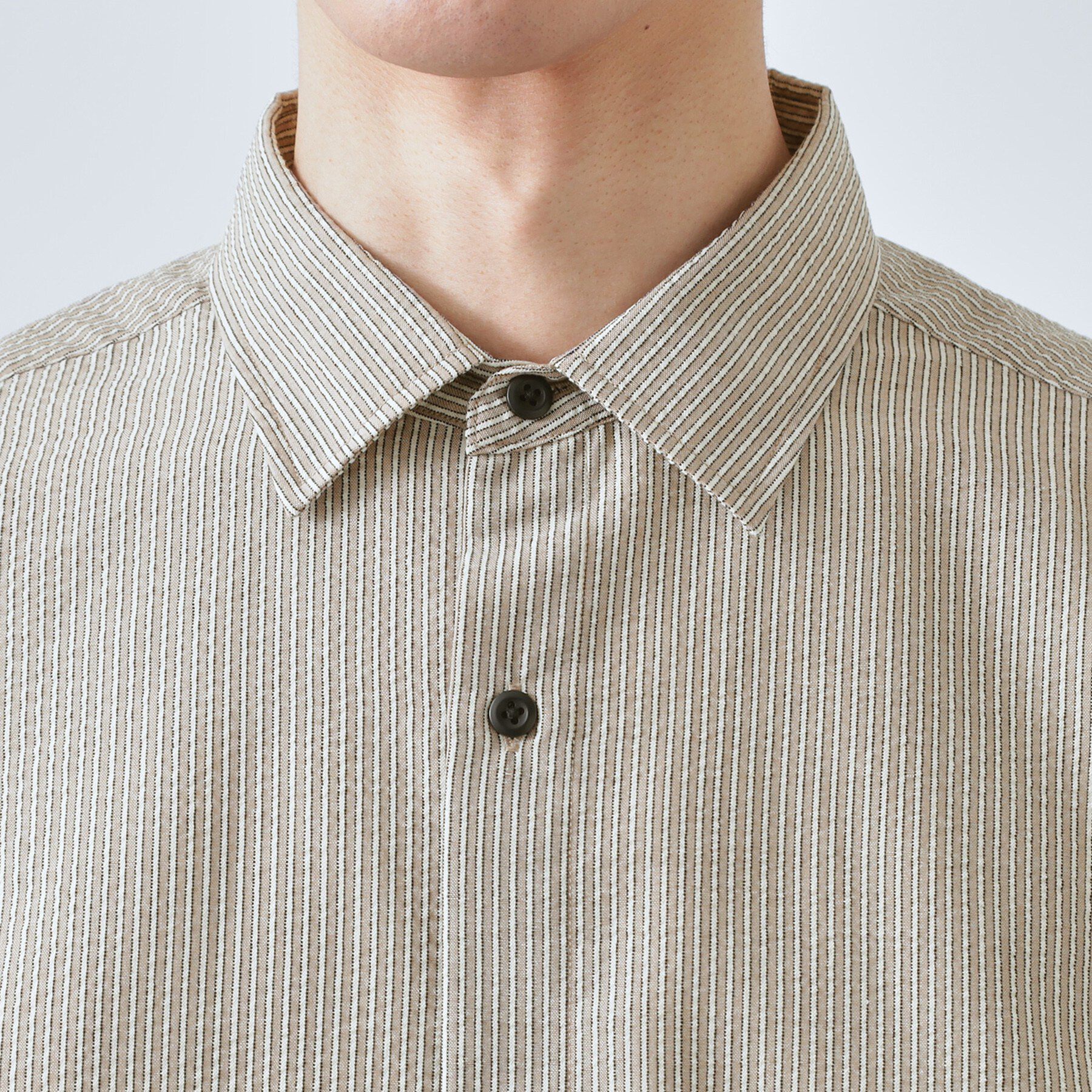 THE SHOP TK「【爽やかで好印象】サッカーストライプシャツ 洗濯機OK」|シャツ・ブラウス|