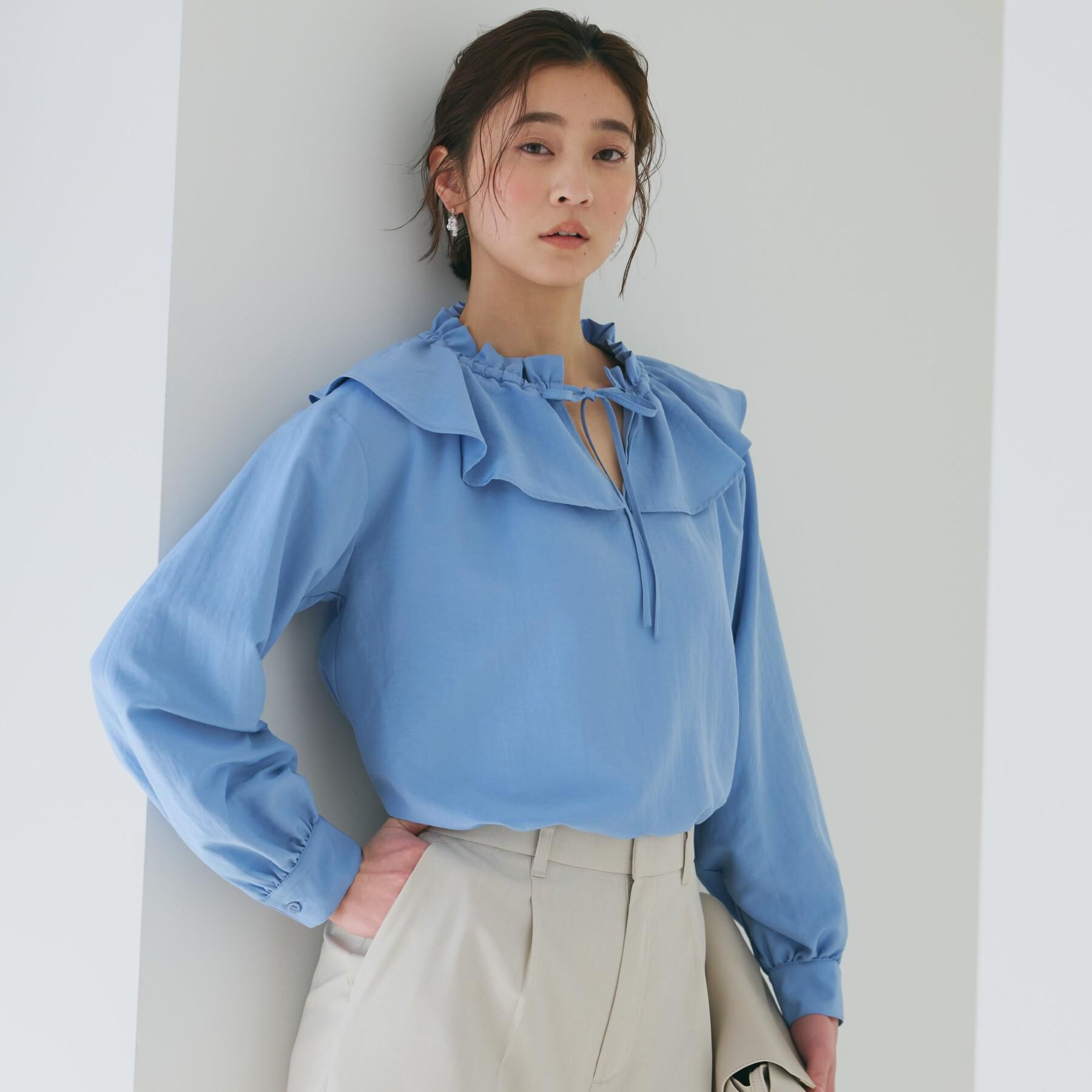 THE SHOP TK「大人のフェミニンカジュアルに エアリーフリルブラウス」|シャツ・ブラウス|